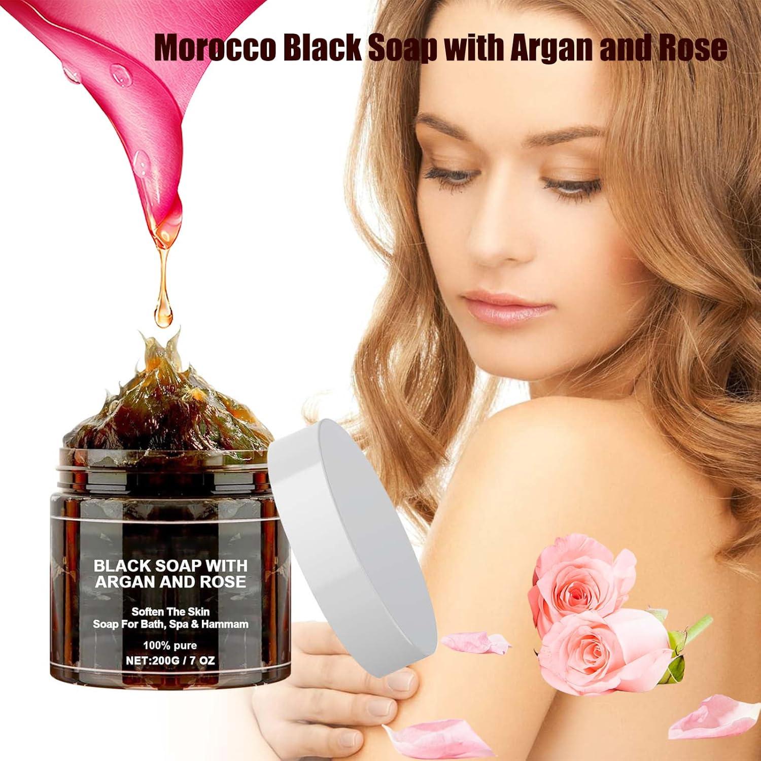 Jabón Negro Exfoliante Pricyru con Argán y Rosa 200g - Pack de 2