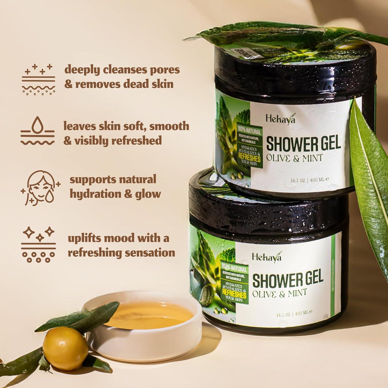 Gel de Ducha Hidratante Hekaya con Aceite de Oliva y Menta 396 g