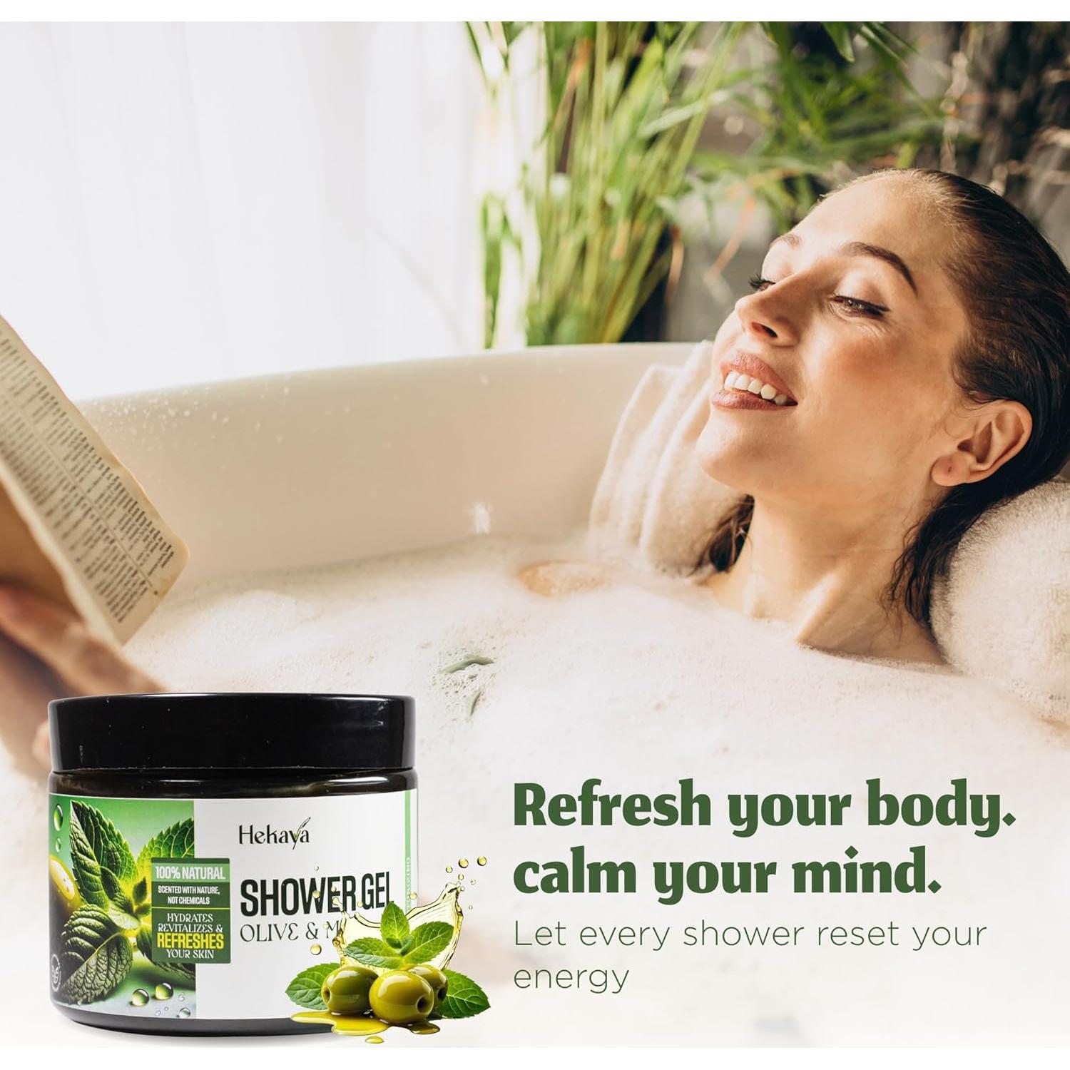 Gel de Ducha Hidratante Hekaya con Aceite de Oliva y Menta 396 g