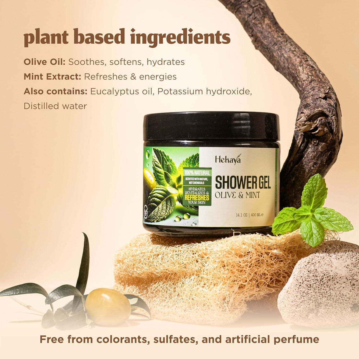 Gel de Ducha Hidratante Hekaya con Aceite de Oliva y Menta 396 g