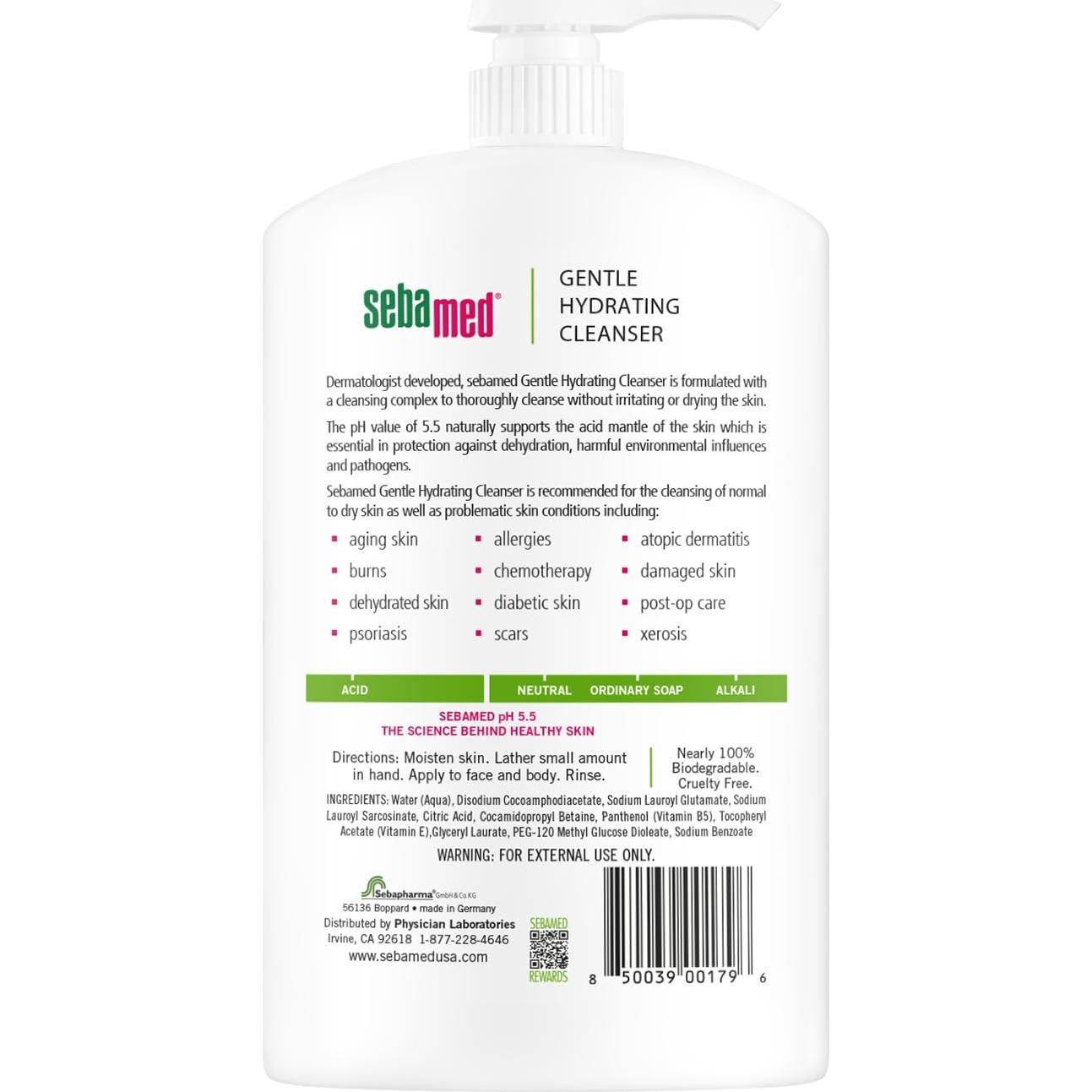 Limpiador Hidratante Suave Sebamed 1 Litro Sin Fragancia pH 5.5