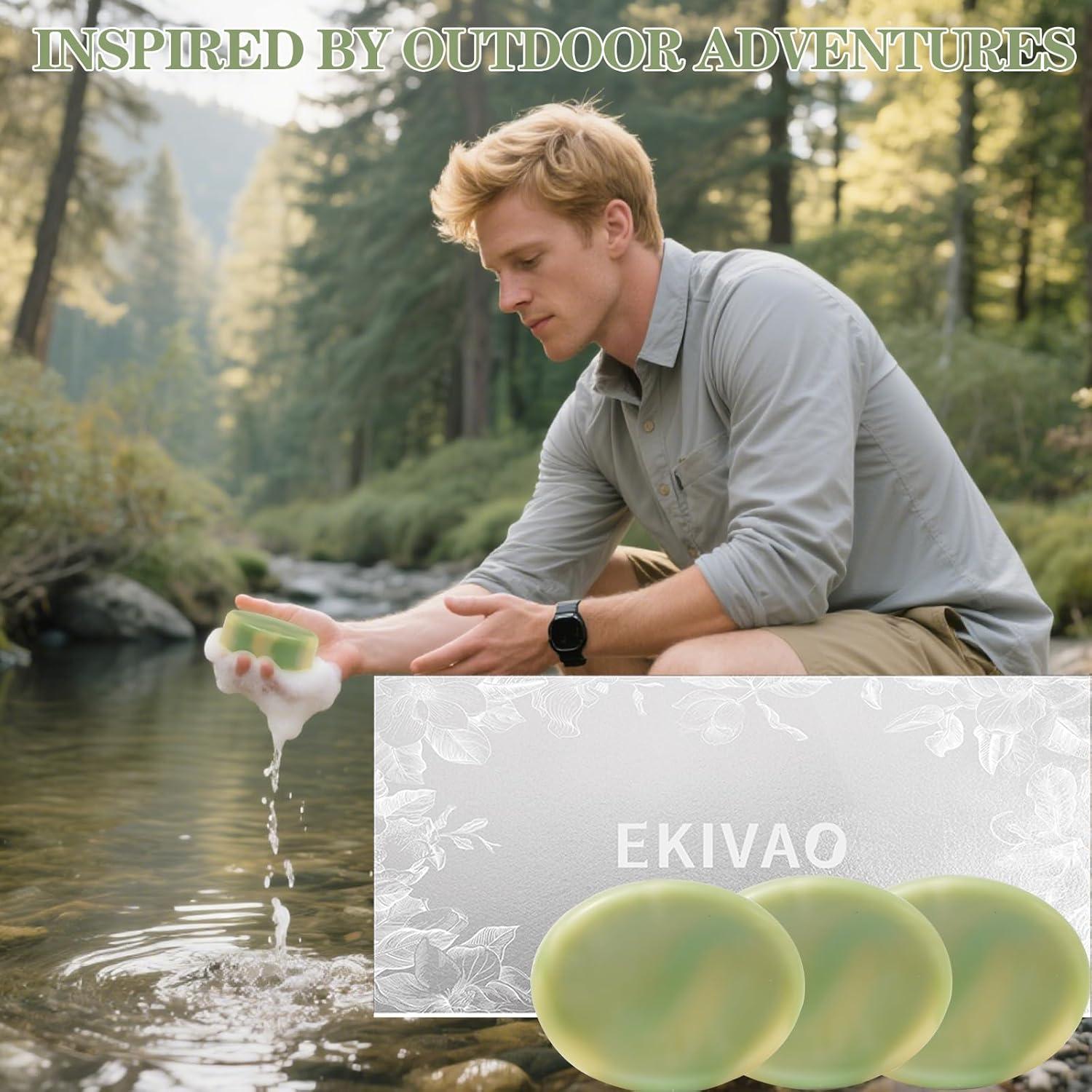 Jabón de Alquitrán de Pino EKIVAO 3Pack Natural para Hombres