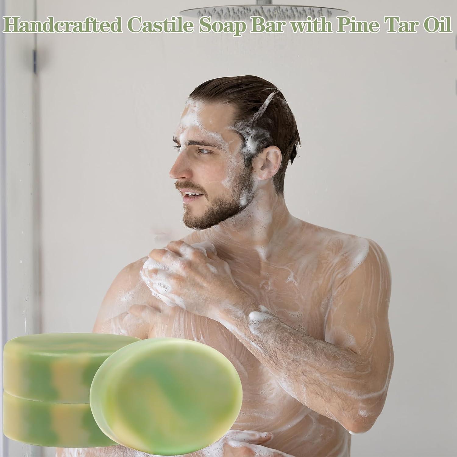 Jabón de Alquitrán de Pino EKIVAO 3Pack Natural para Hombres