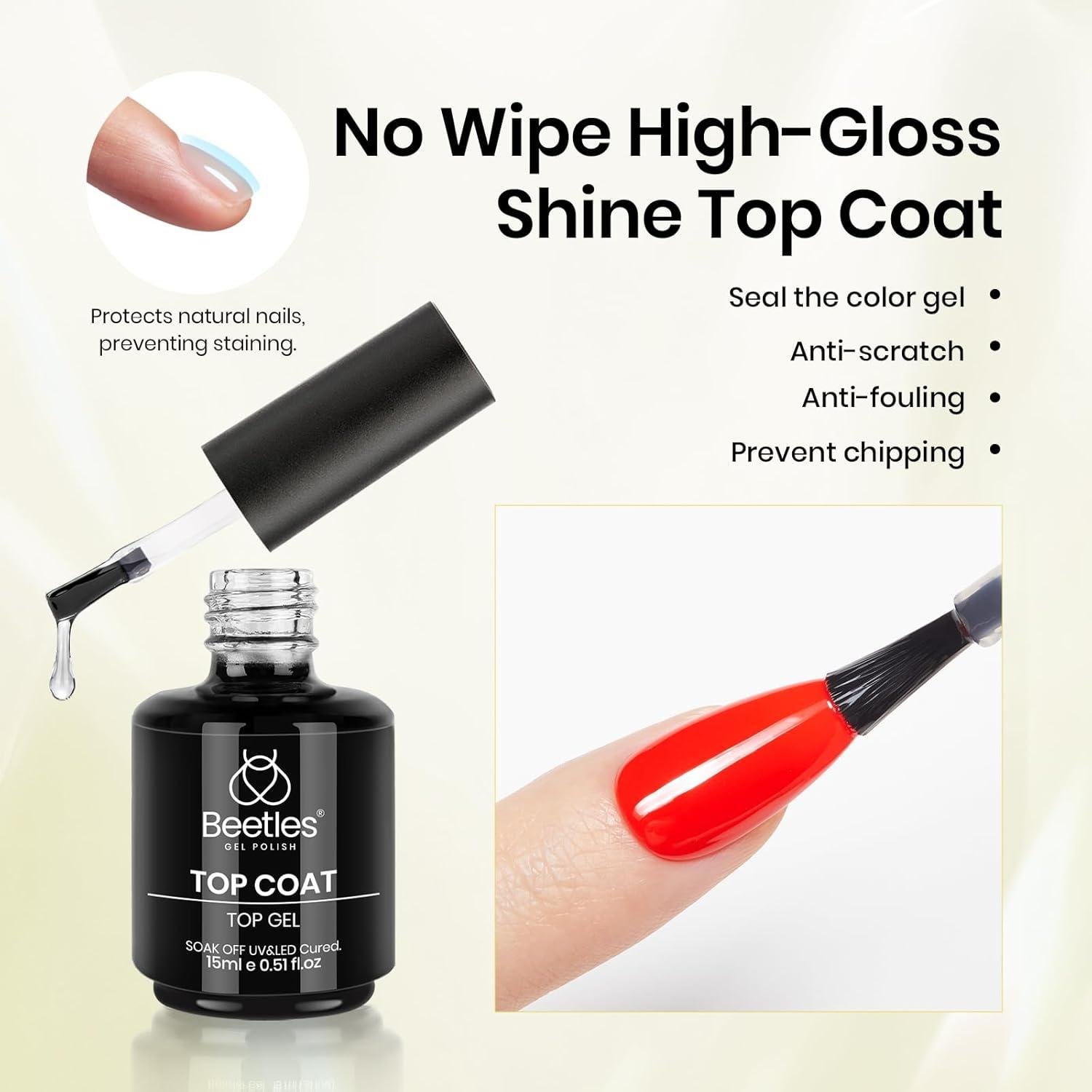 Kit de Gel Base y Top Coat Beetles 3Pcs 15ml Cuidado Uñas