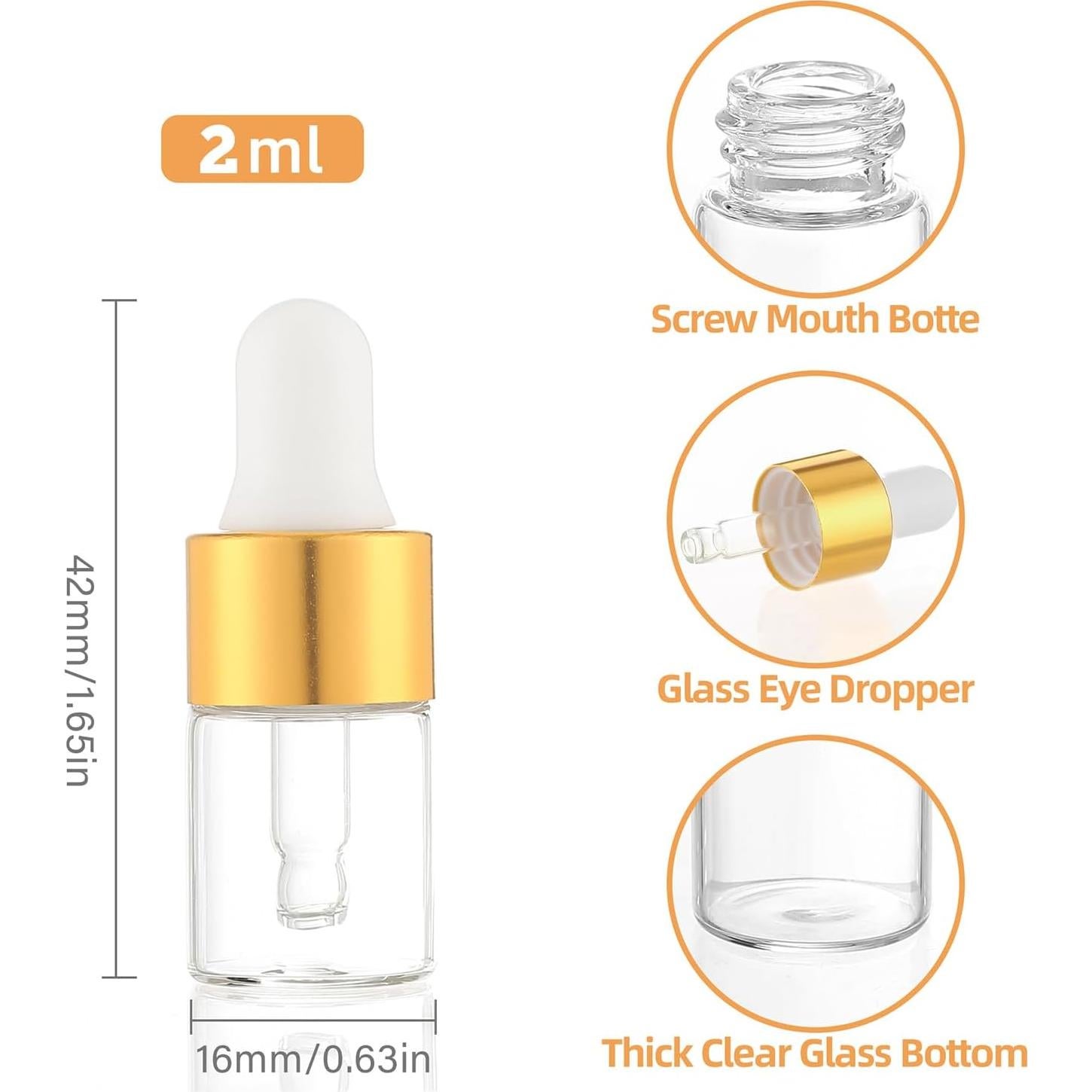 Botellas de Goteo de Vidrio Mini 2ml Parfumlism - 100pcs