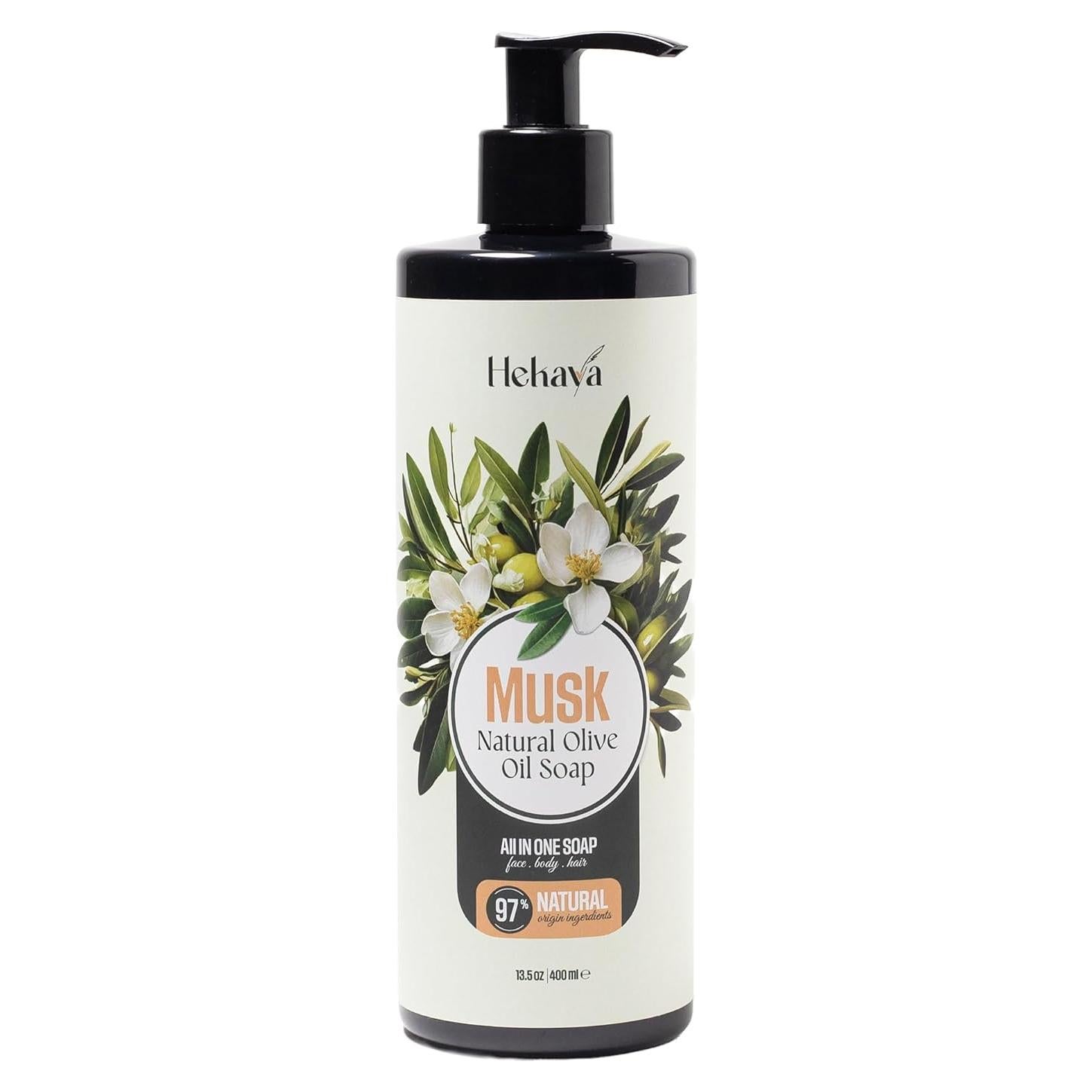 Jabón Líquido Natural Hekaya 400ml - Aceite de Oliva y Almizcle