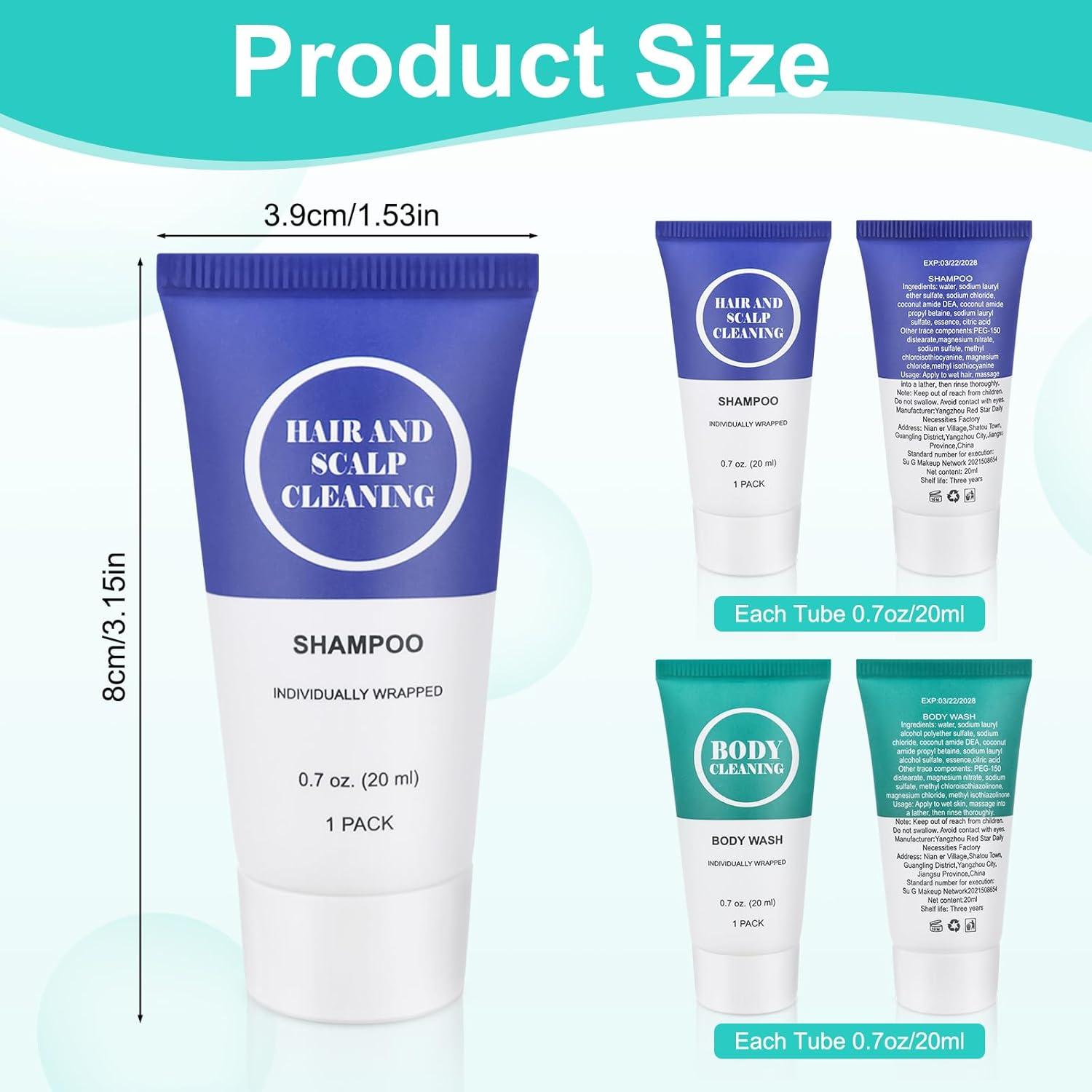 Juego de Champú y Gel de Baño de Viaje RSQAZQ - 100 Paquetes 20 ml