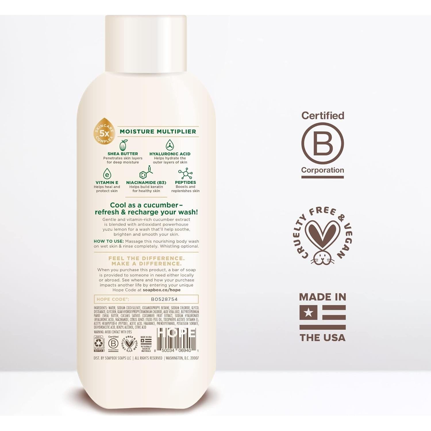 Jabón Hidratante de Cuerpo Soapbox Pepino y Limón Yuzu 3x567g