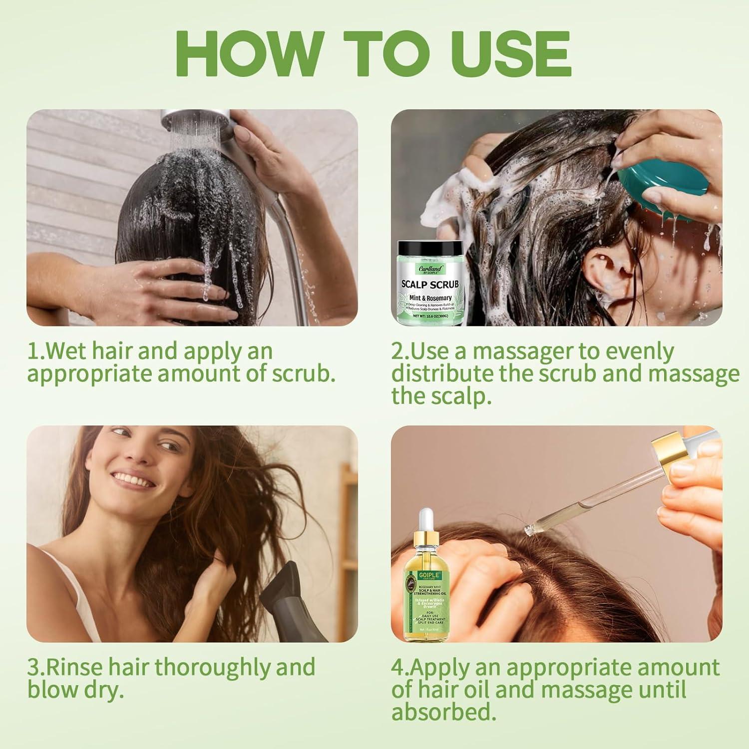 Exfoliante Cuero Cabelludo Crulland 3 en 1 con Aceite de Romero