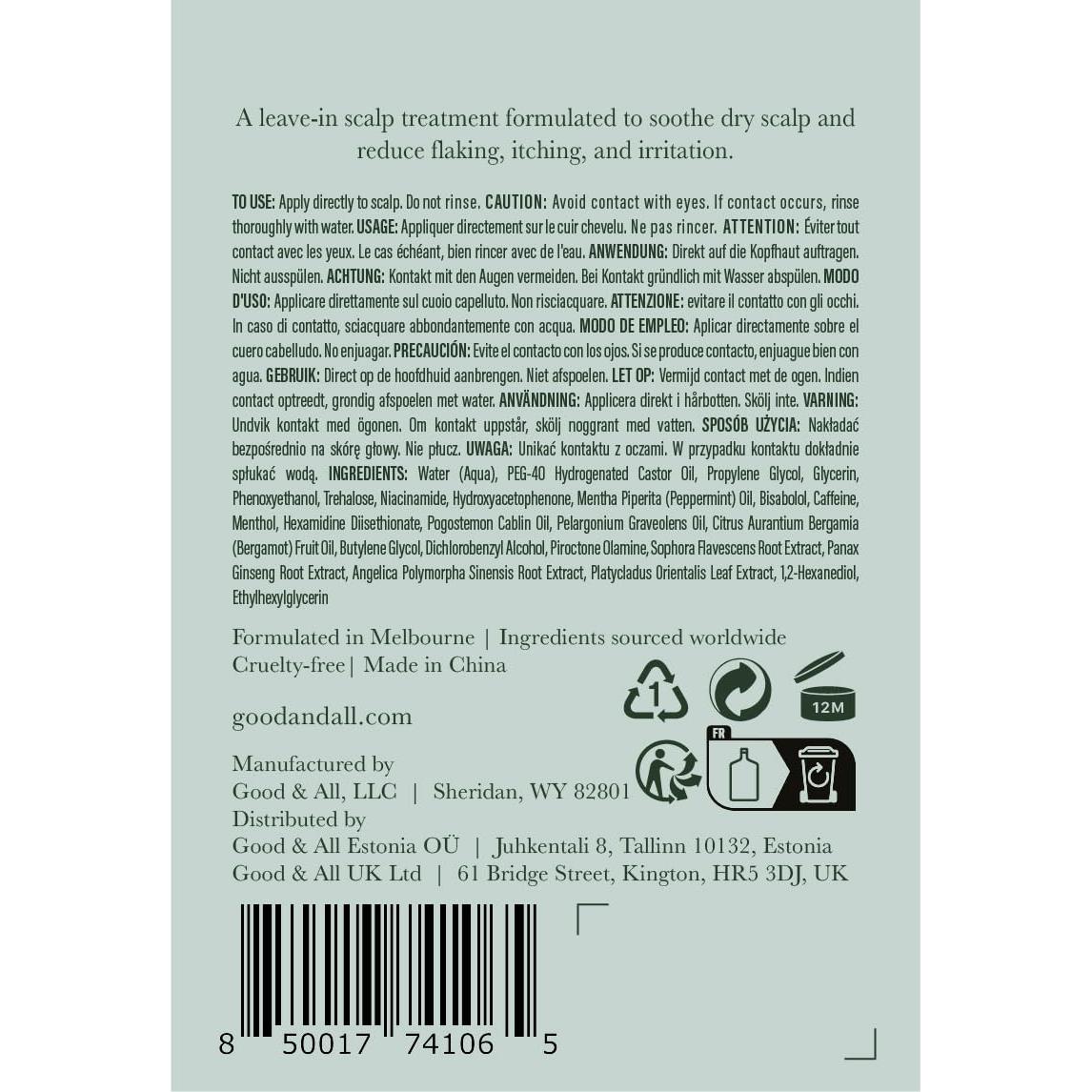 Good&All Tratamiento Cuero Cabelludo Seco 164 ml - Sin Enjuague