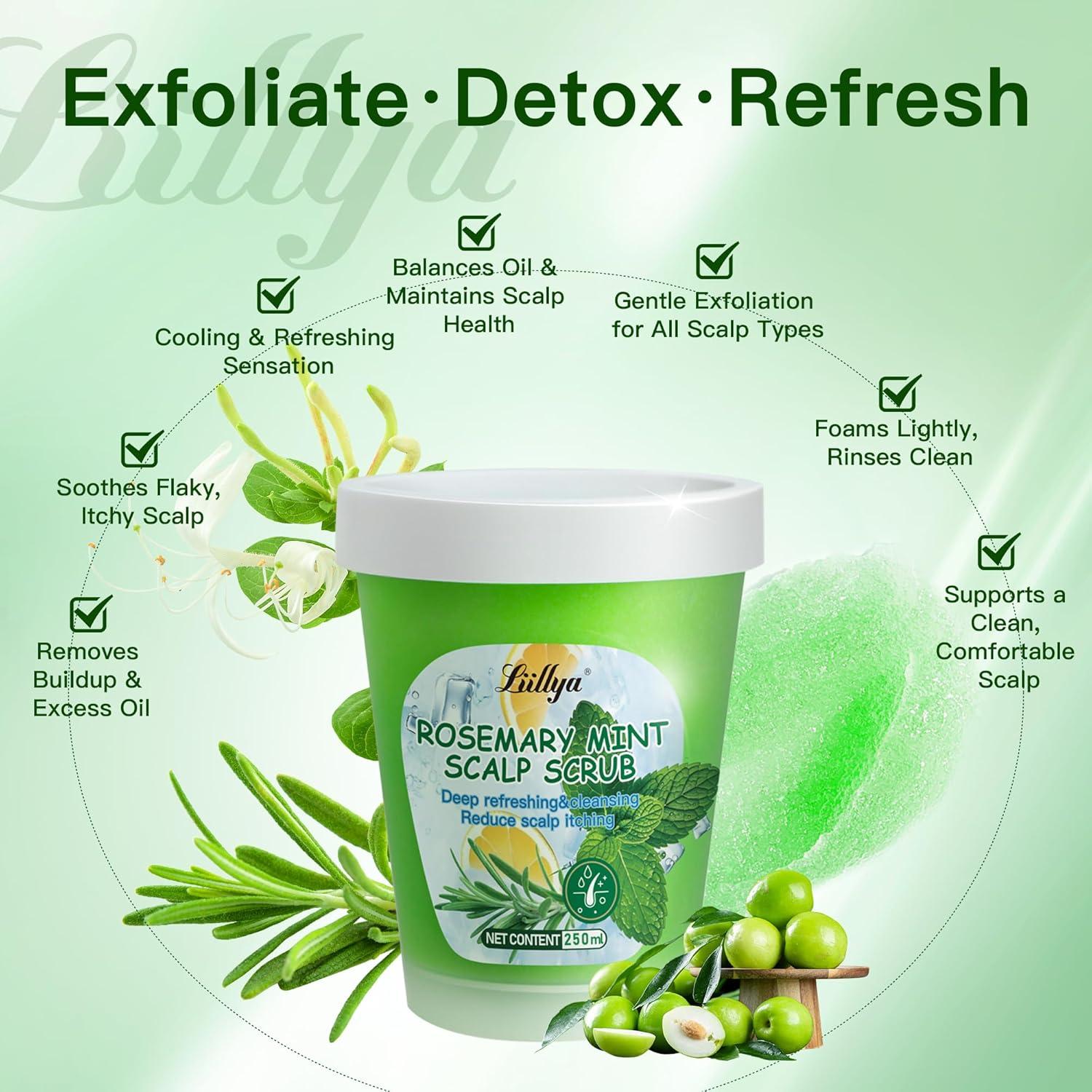 Exfoliante para Cuero Cabelludo Liillya 250ml - Aceite de Romero y Menta