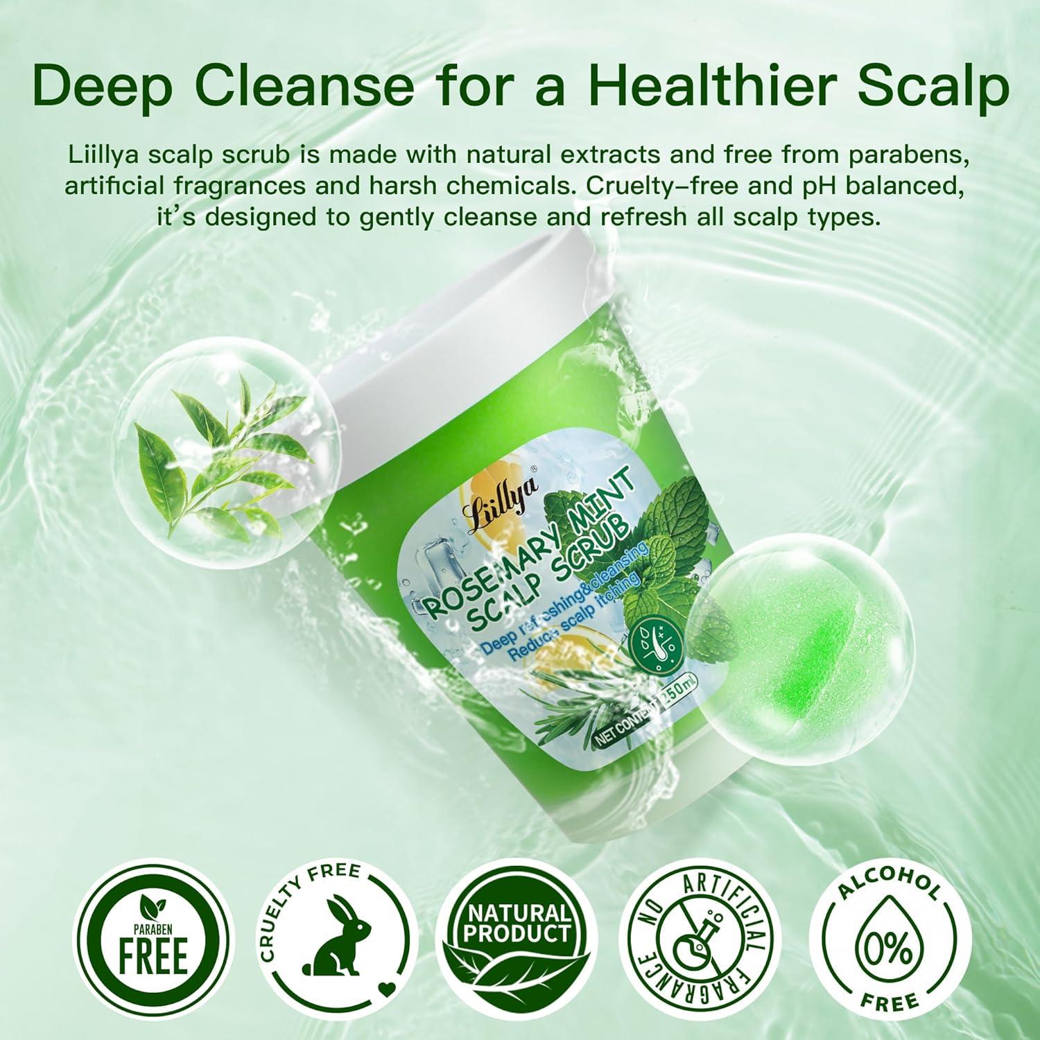 Exfoliante para Cuero Cabelludo Liillya 250ml - Aceite de Romero y Menta