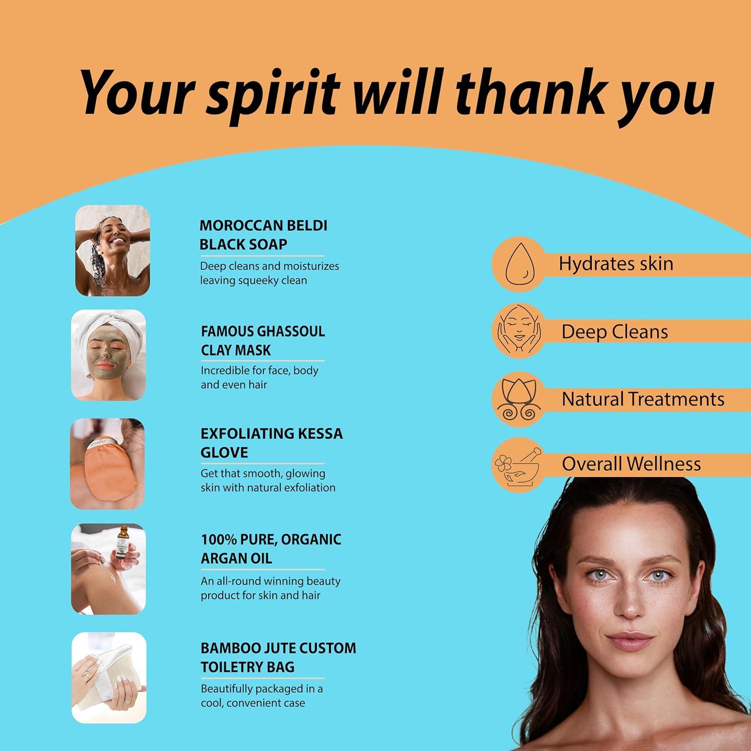 Kit de Cuidado de Piel Spa Hammam Marroquí Zakia's 6 Piezas