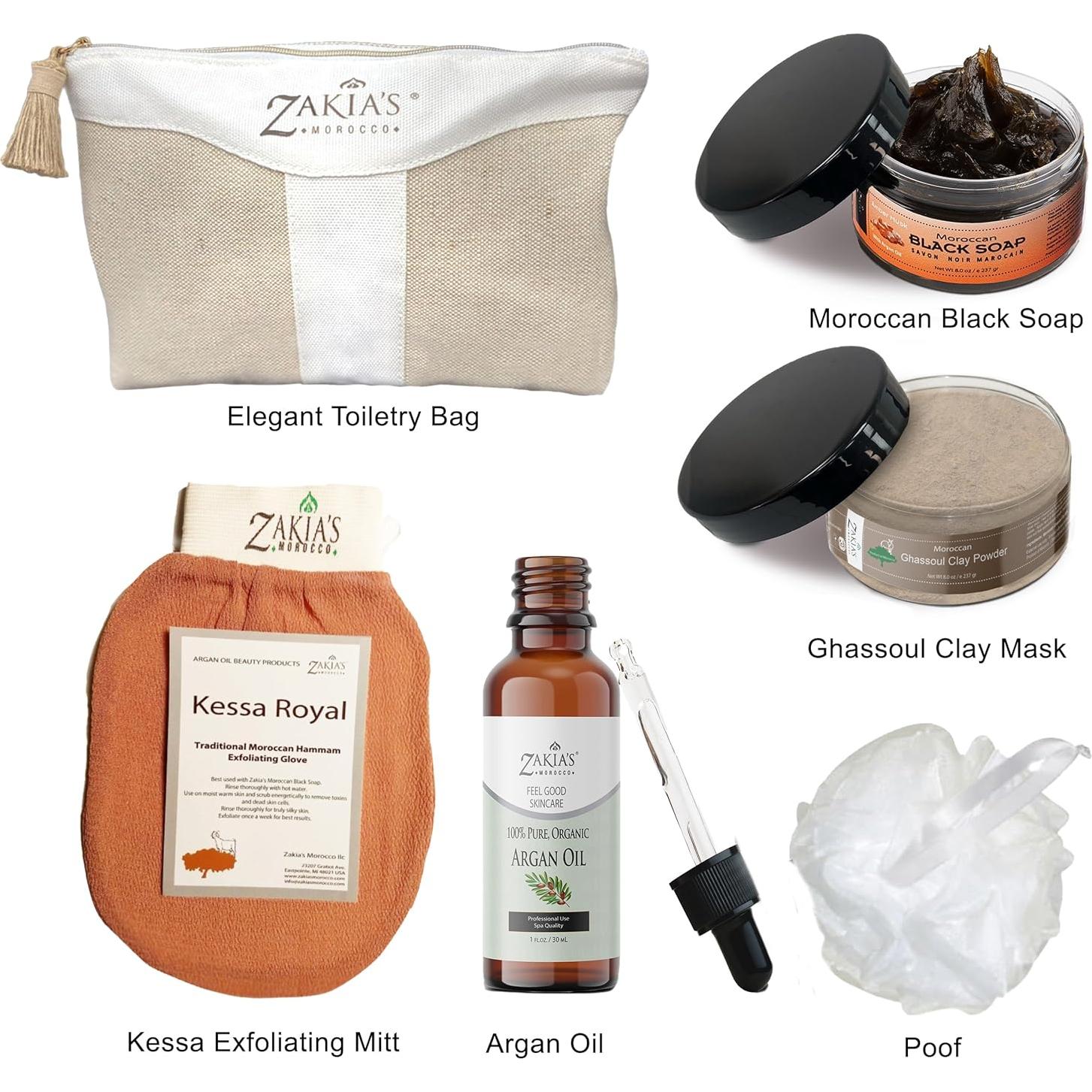 Kit de Cuidado de Piel Spa Hammam Marroquí Zakia's 6 Piezas