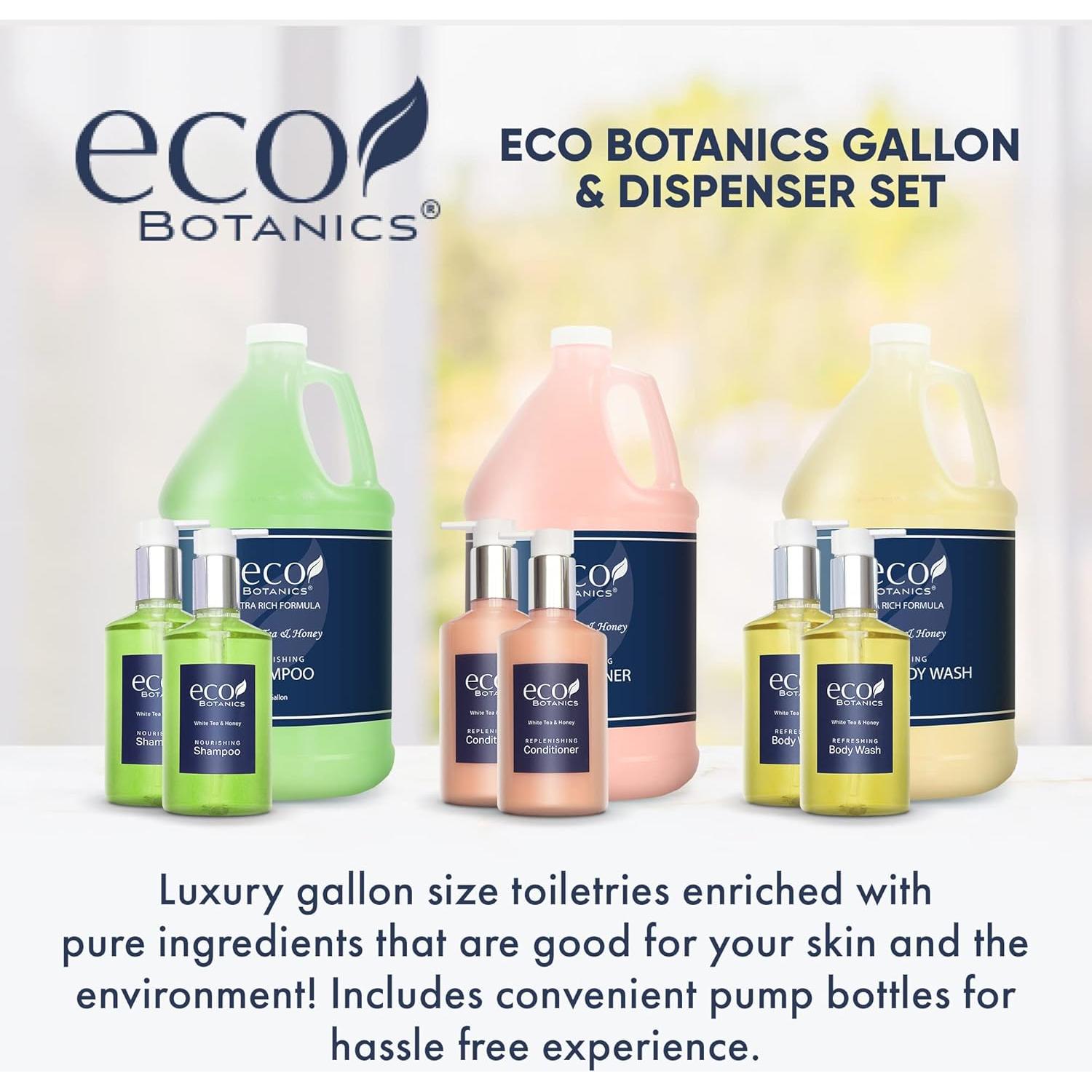 Kit de Amenidades Eco Botánicos 1-Shoppe - Champú, Acondicionador y Gel de Baño 3 Galones