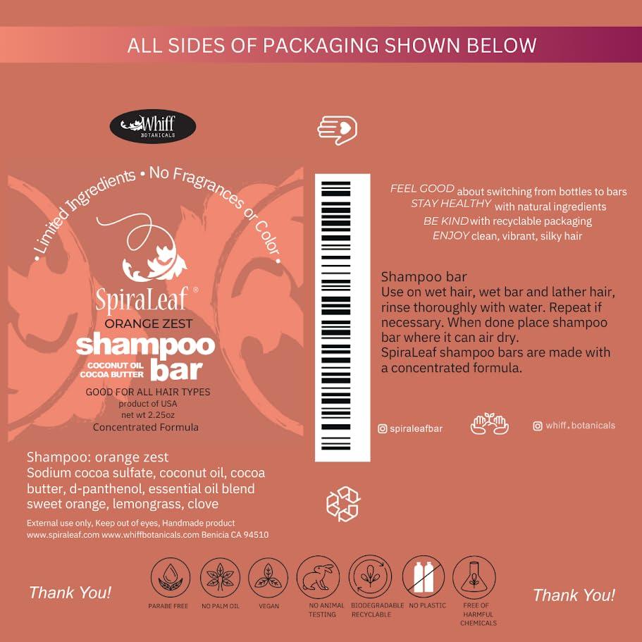 Champú y Barra de Afeitar SPIRALEAF Cáscara de Naranja 63.5g