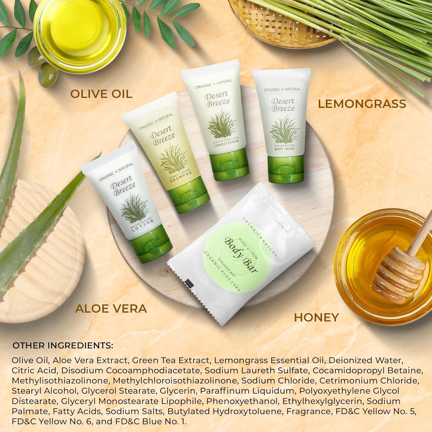 Kit de Amenidades de Hotel Desert Breeze | 75 Piezas | 30ml Champú, Acondicionador, Gel de Baño, Jabón