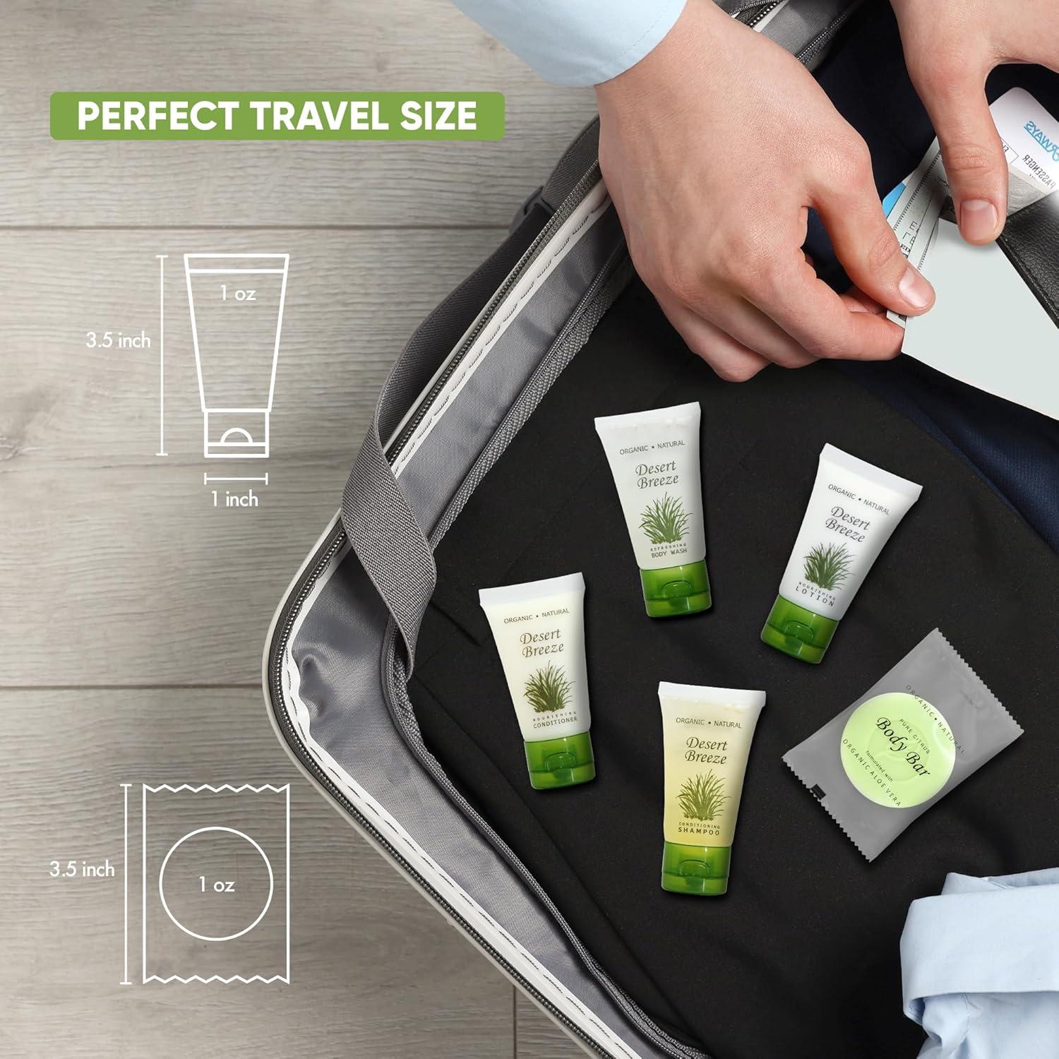 Kit de Amenidades de Hotel Desert Breeze | 75 Piezas | 30ml Champú, Acondicionador, Gel de Baño, Jabón