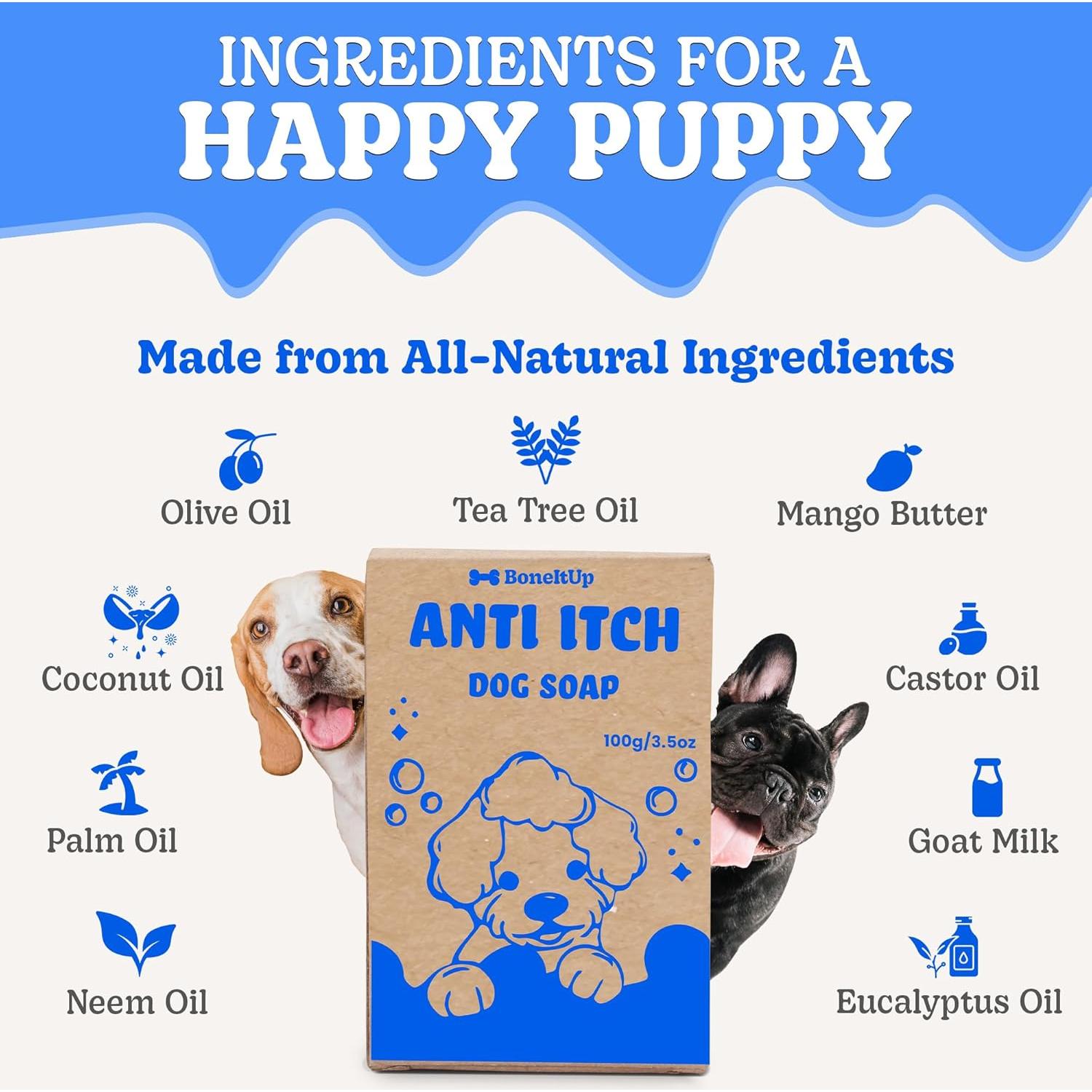 Champú en Barra para Perros BoneItUp 200g - Anti-Picazón