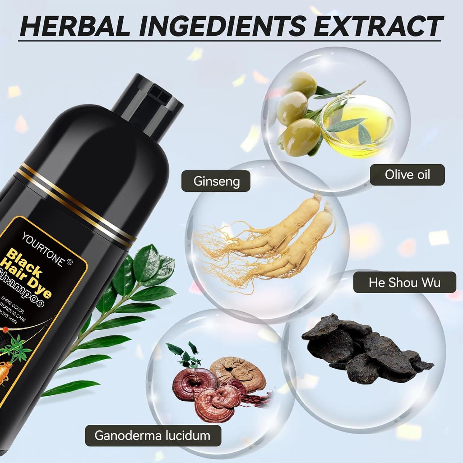 Champú Tinte Negro 3-en-1 YOURTONE 478.74 ml Sin Amoníaco