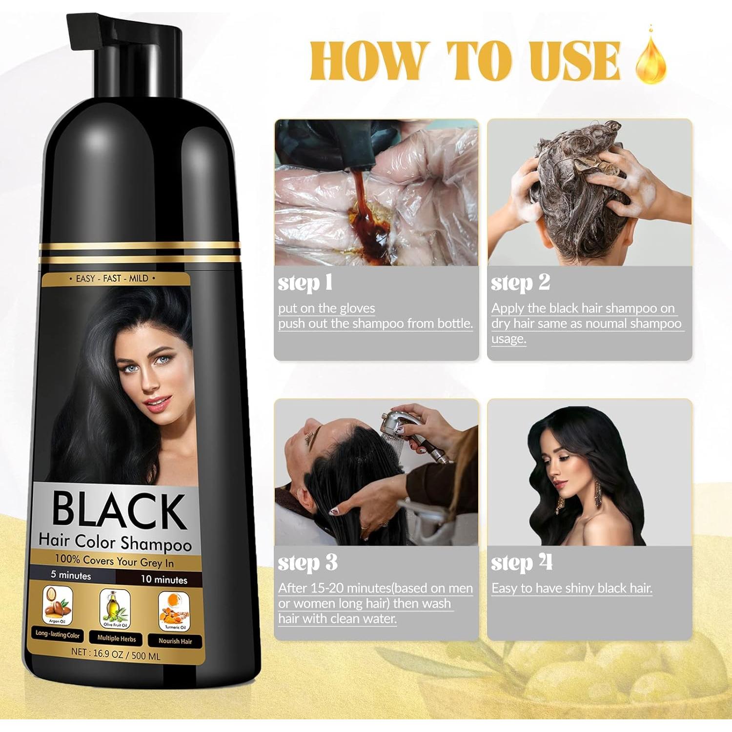 Champú para Teñir Cabello Negro YOURTONE 500ml - Cubre Canas