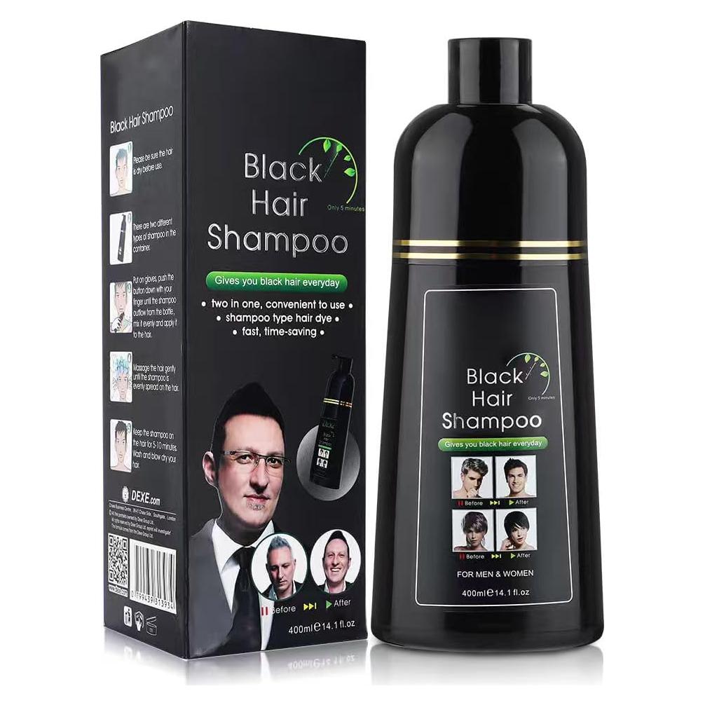 Champú Colorante Negro YUOLITA 400ml - 100% Cobertura Canas