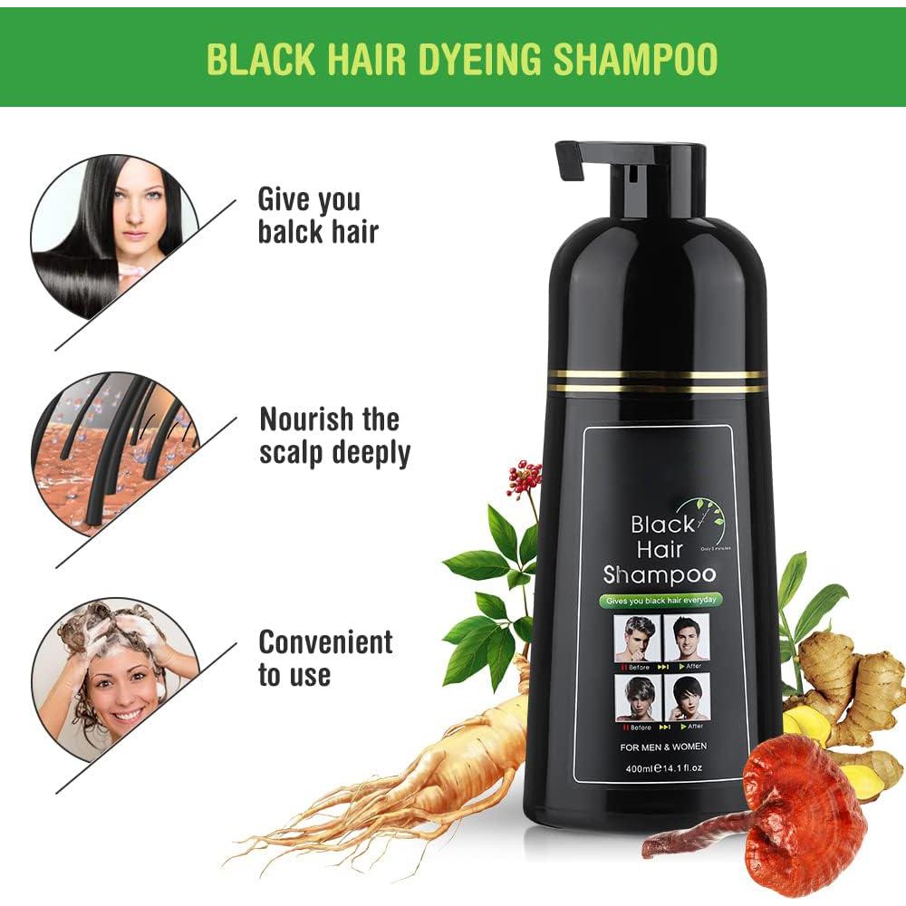 Champú Colorante Negro YUOLITA 400ml - 100% Cobertura Canas