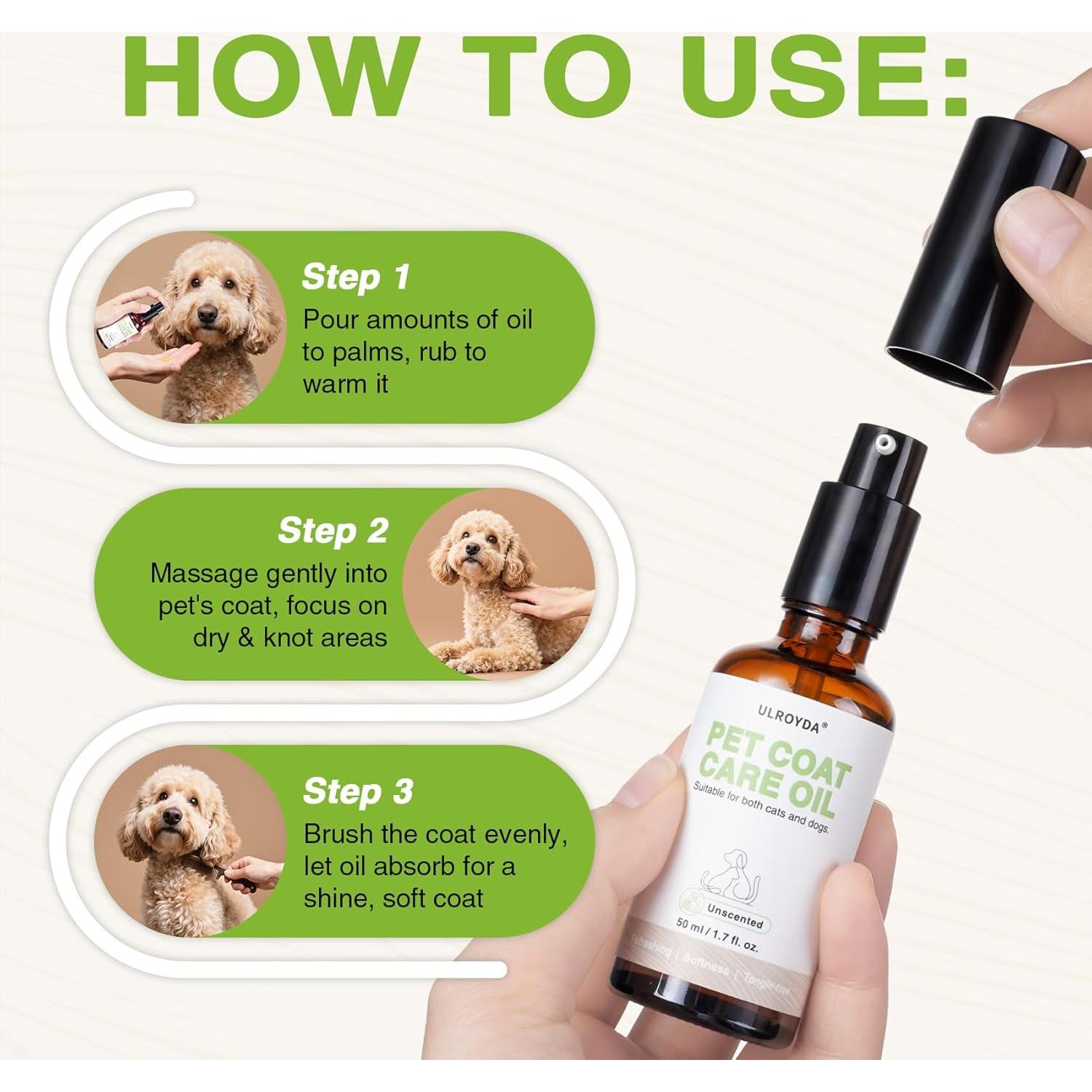 Aceite para Cuidado de Pelaje ULROYDA 50 ml - Acondicionador Sin Enjuague