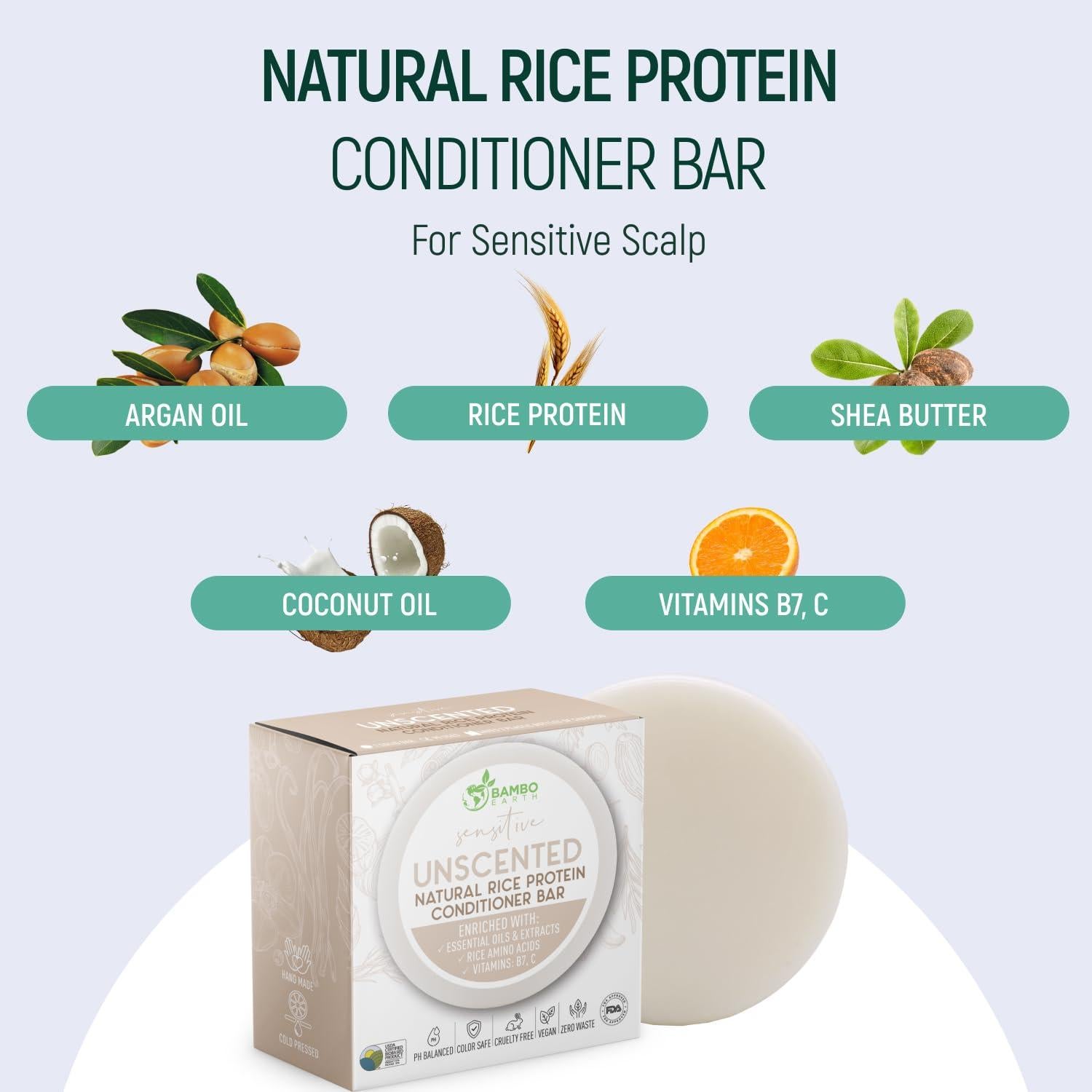 Barra Acondicionadora Sin Fragancia BAMBOEARTH 91g - Hidratación Profunda