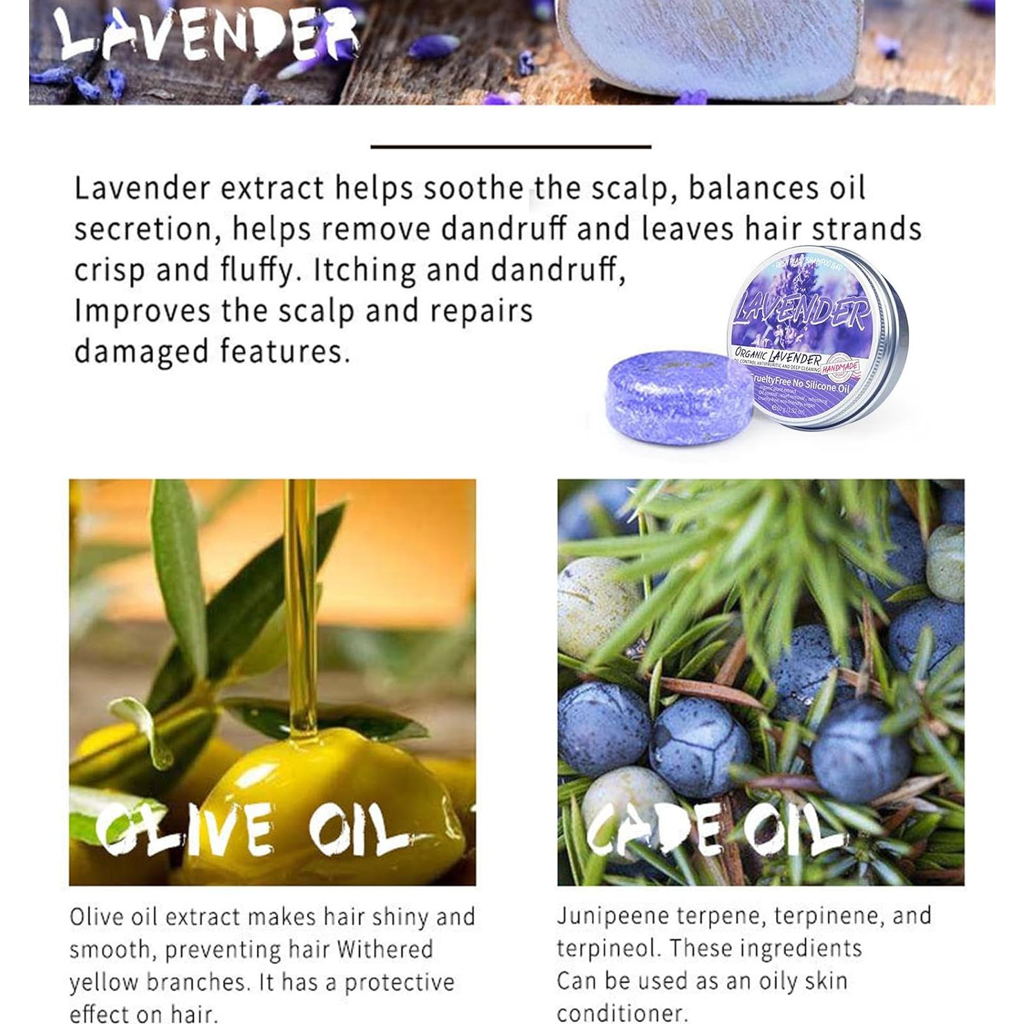 Barra de Champú Orgánico Loobexery Lavanda 140g para Cabello Canoso