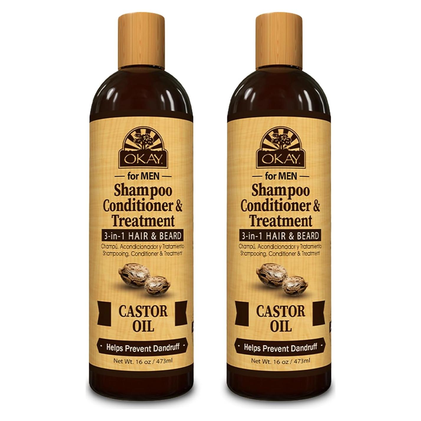 Champú y Acondicionador 3 en 1 Okay-MEN Aceite de Ricino 473 ml