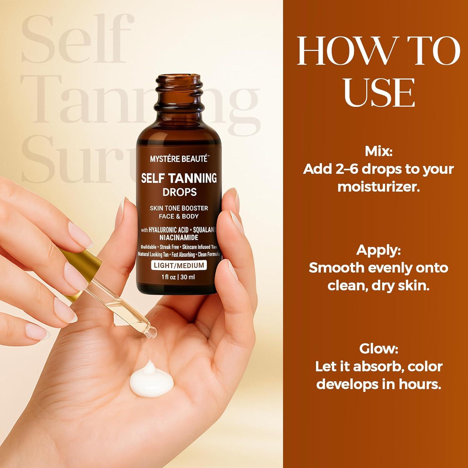 Gotas de Bronceado Hidratantes MYSTERE BEAUTE Claro/Medio 29.57 ml