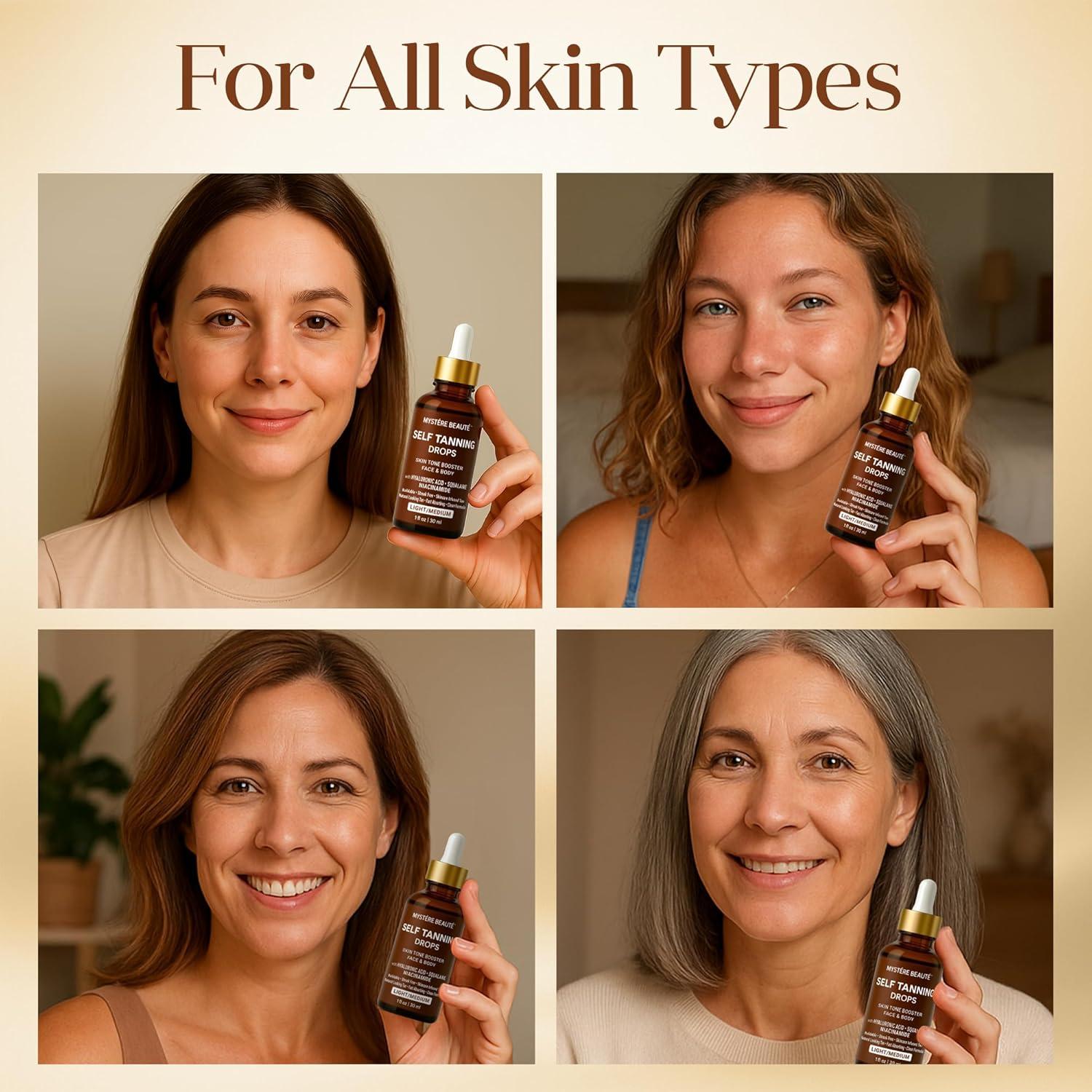 Gotas de Bronceado Hidratantes MYSTERE BEAUTE Claro/Medio 29.57 ml