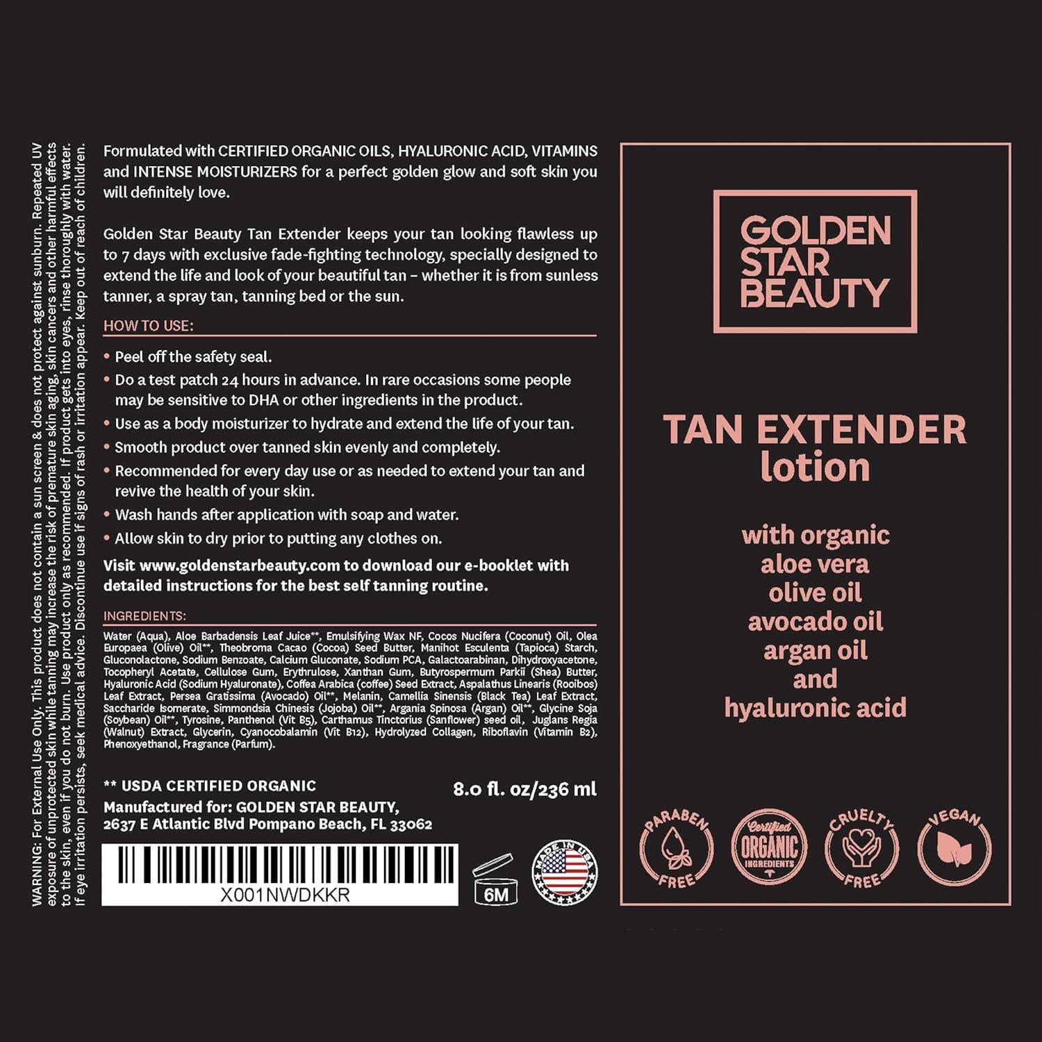 Loción Hidratante Extensora de Bronceado Golden Star 236.6 ml