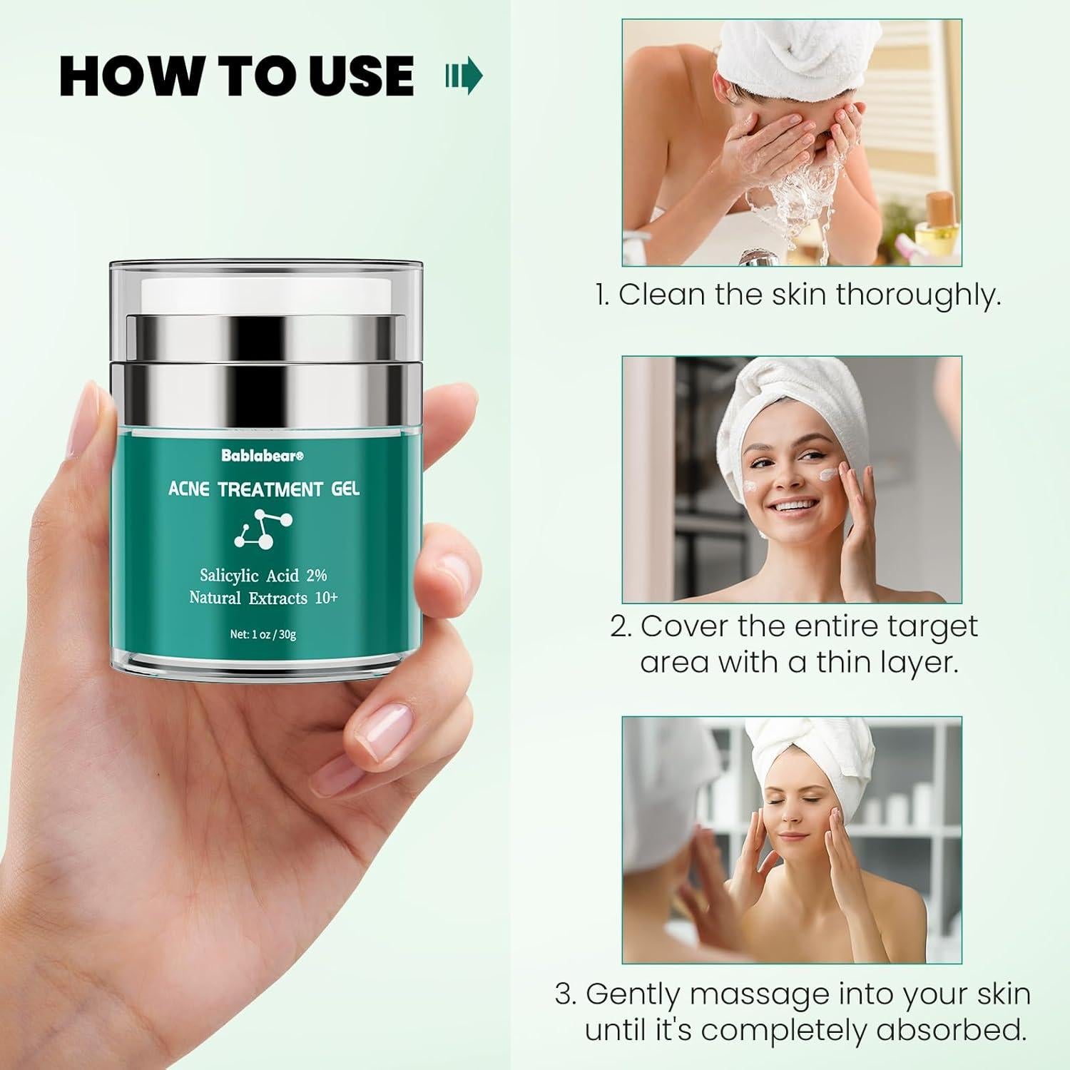 Crema Tratamiento Acné Bablabear 30g 2% Ácido Salicílico