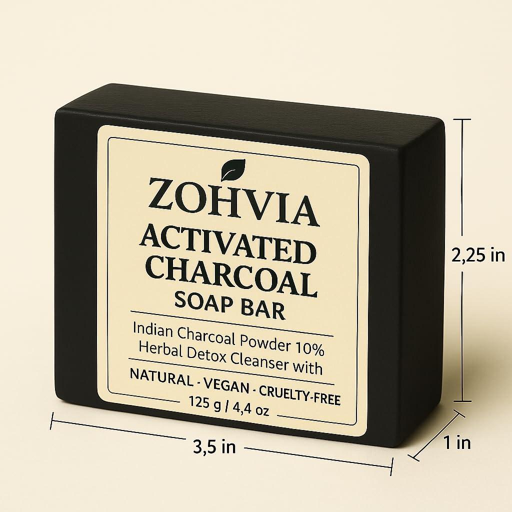 Jabón Natural de Carbón Activado Zohvia 125g - Limpiador Facial y Corporal