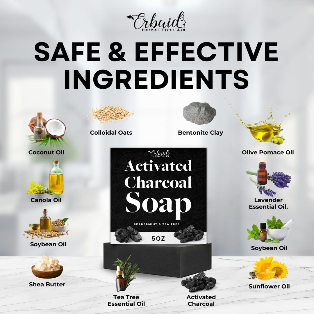 Jabón de Carbón Activado Erbaid - Exfoliante Facial y Corporal