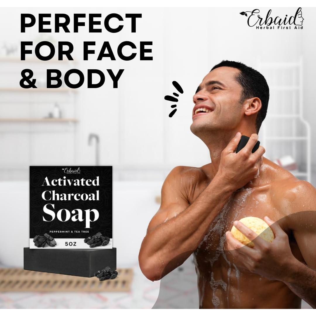 Jabón de Carbón Activado Erbaid - Exfoliante Facial y Corporal