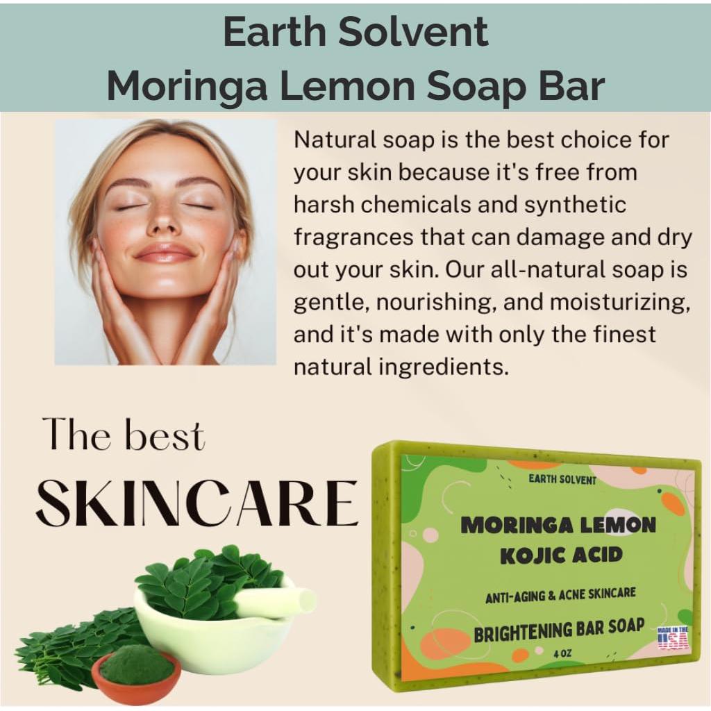 Jabón Aclarador de Moringa y Ácido Kojico Earth Solvent 3 Unidades 113g