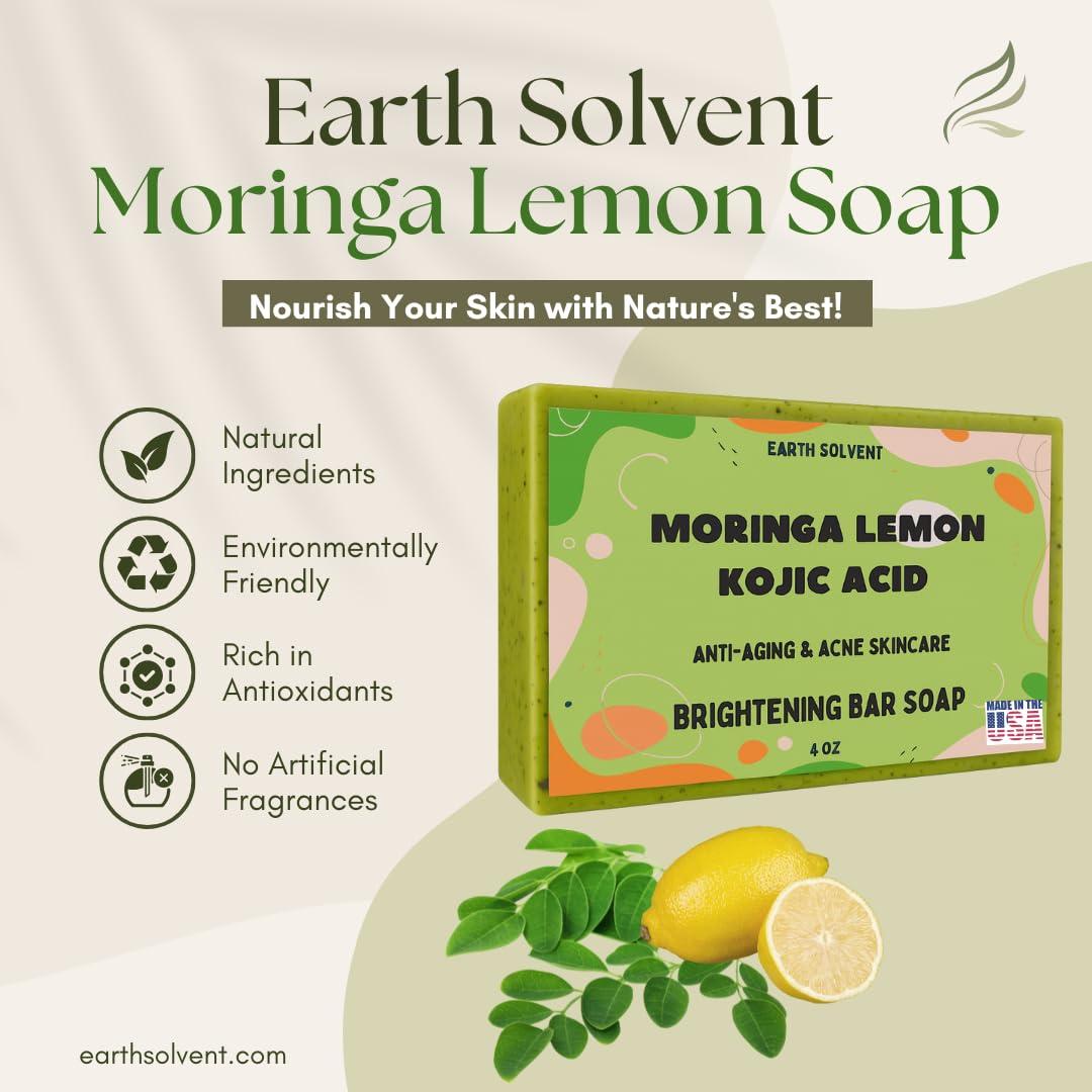 Jabón Aclarador de Moringa y Ácido Kojico Earth Solvent 3 Unidades 113g