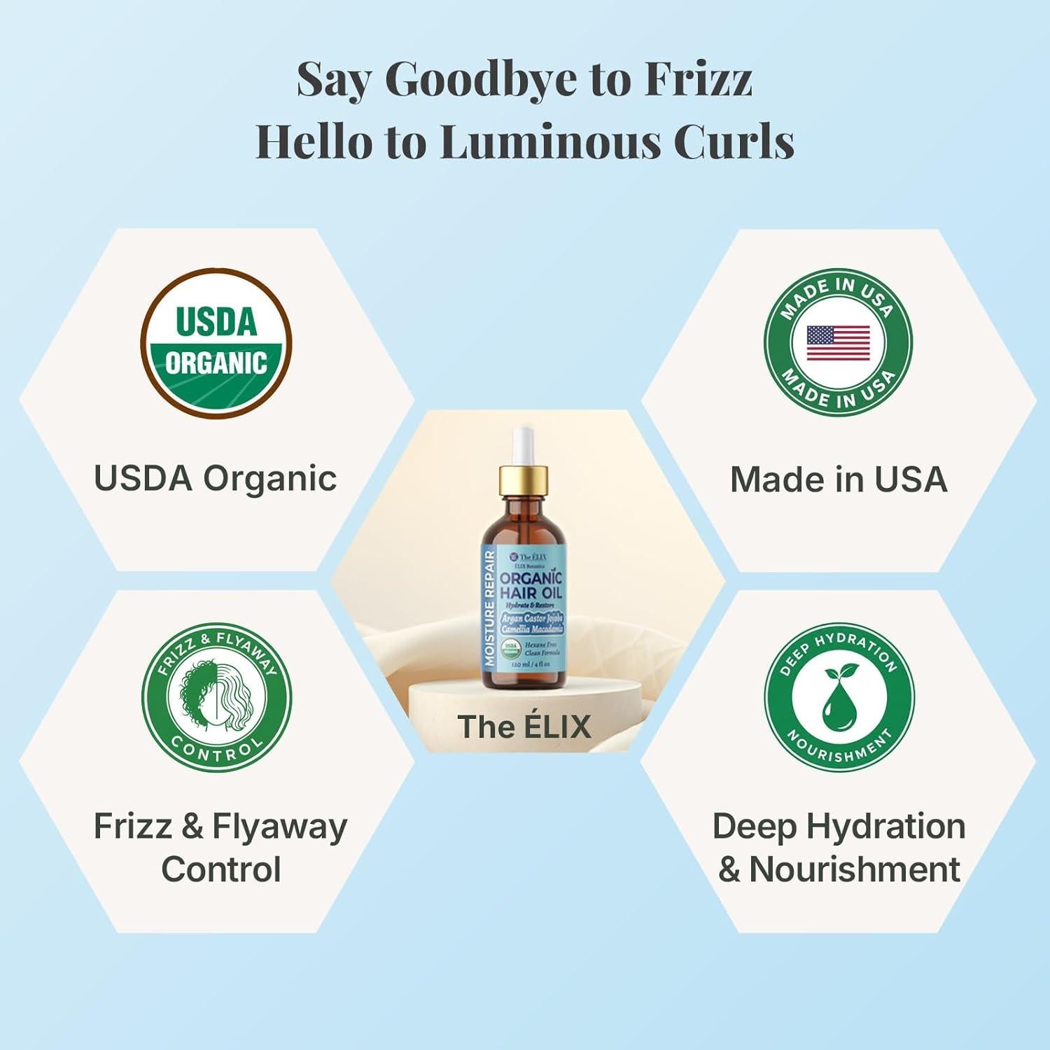 Aceite Orgánico para Cabello Encrespado The ÉLIX 257g