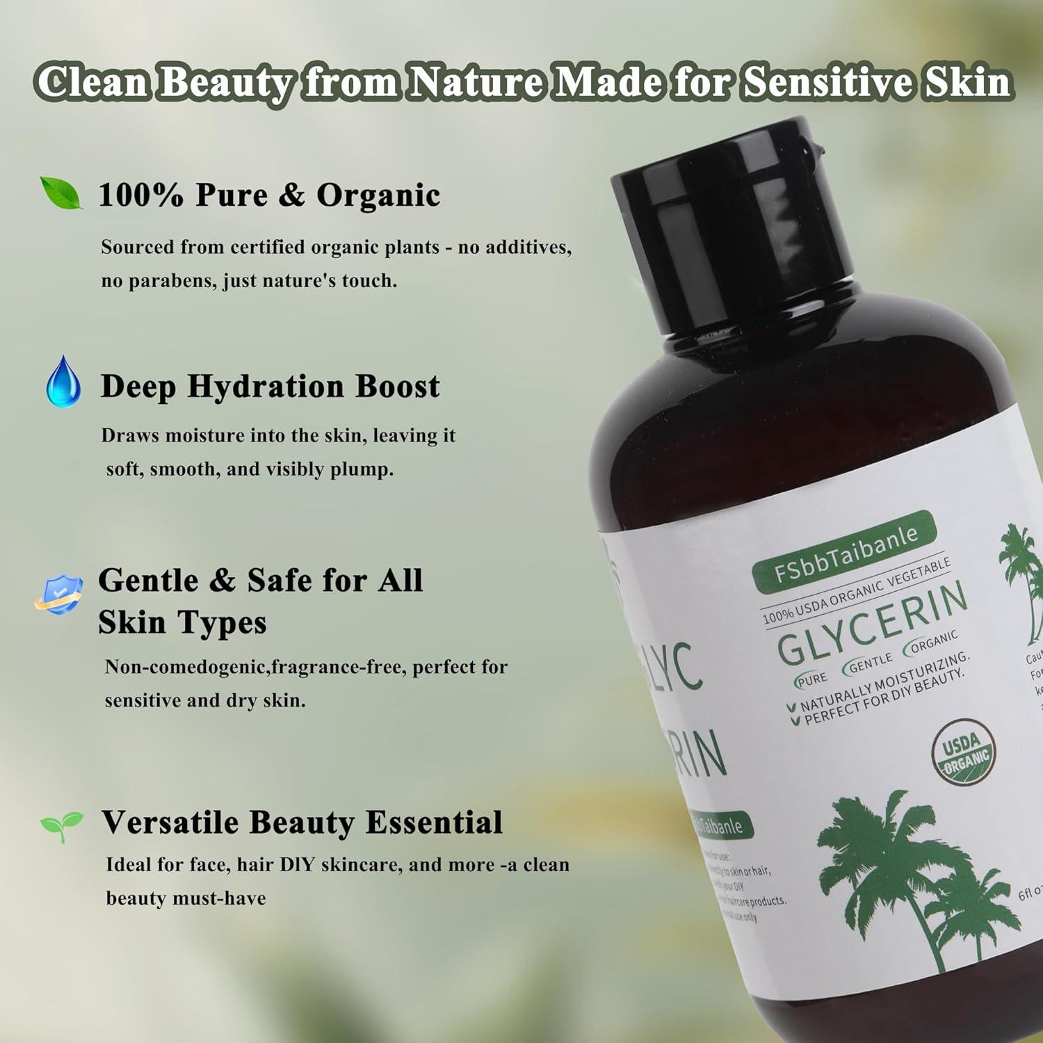 Glicerina Vegetal Orgánica 177 ml - Hidratante Natural Piel y Cabello