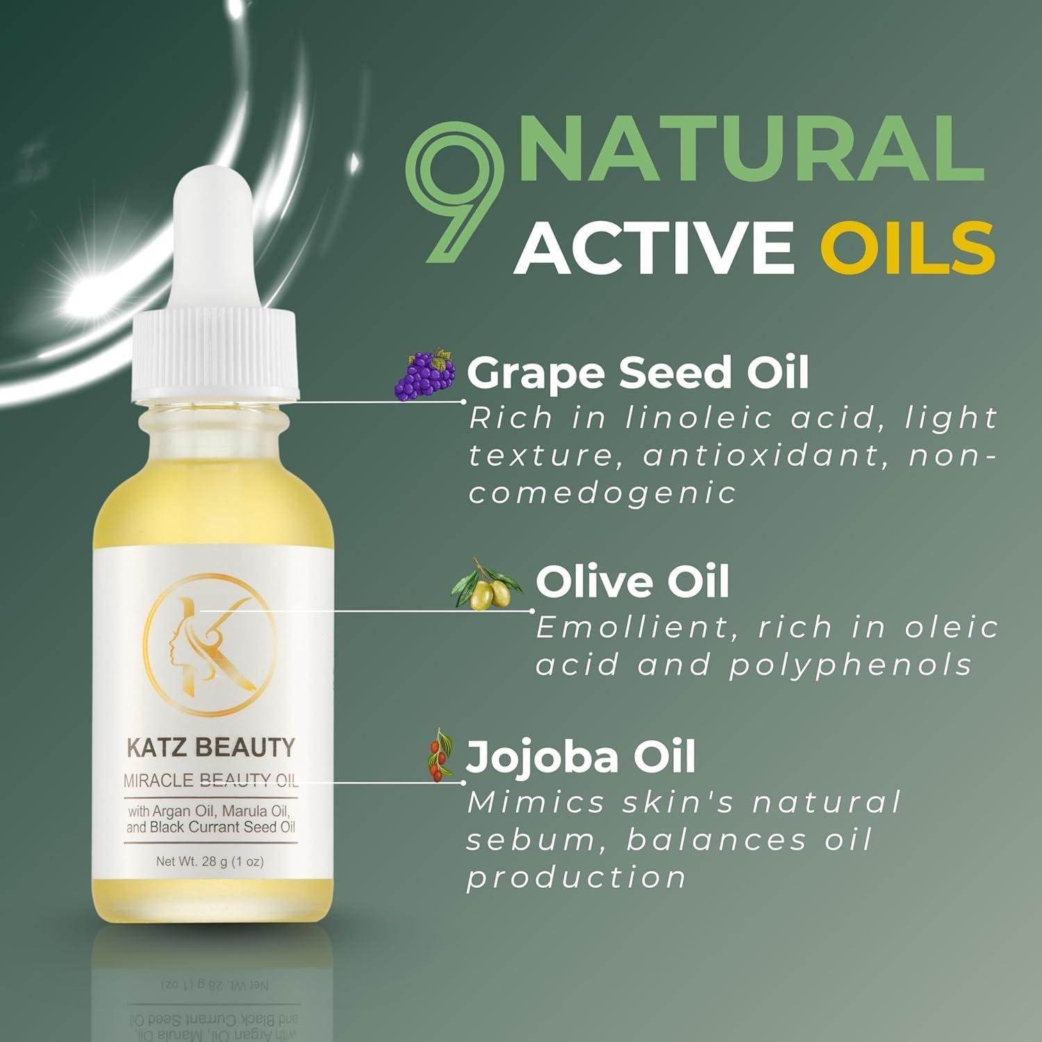 Aceite Facial Hidratante Katz Beauty - Jojoba, Argán y Marula (2 Unidades)