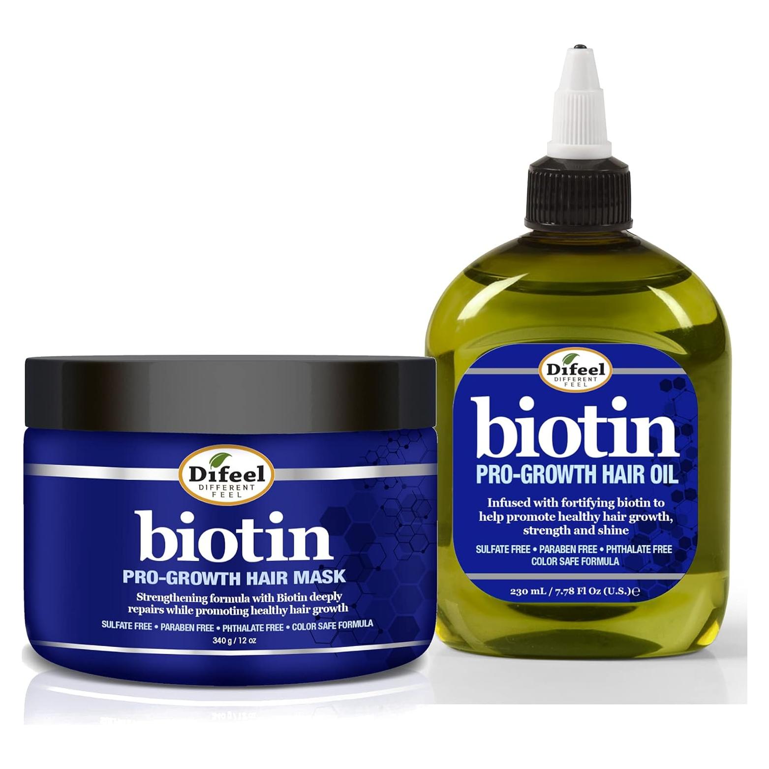 Difeel Pro-Crecimiento Mascarilla y Aceite Biotina 2 Piezas