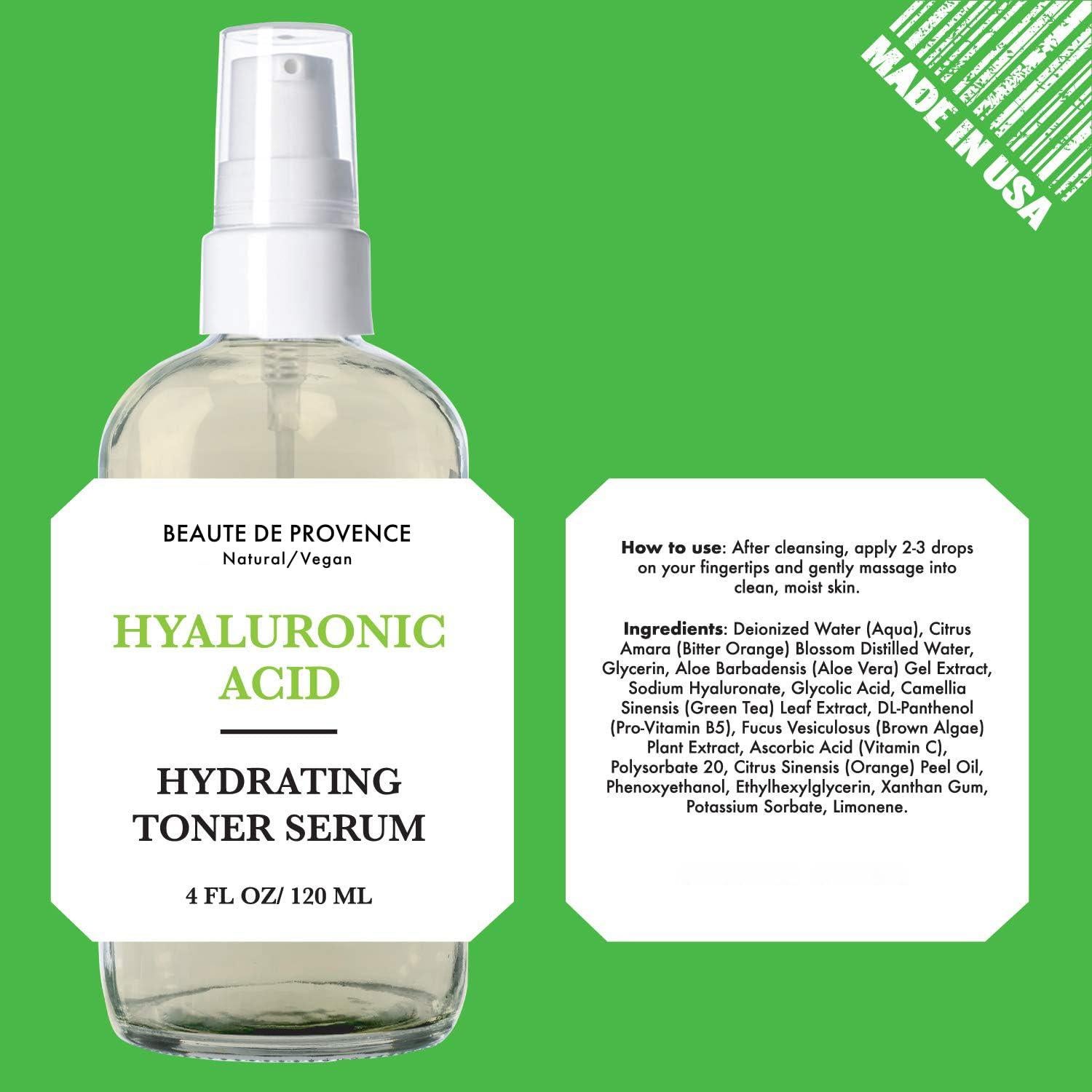 Tónico Hidratante Facial Beaute DE Provence 118 ml - Ácido Hialurónico y Té Verde