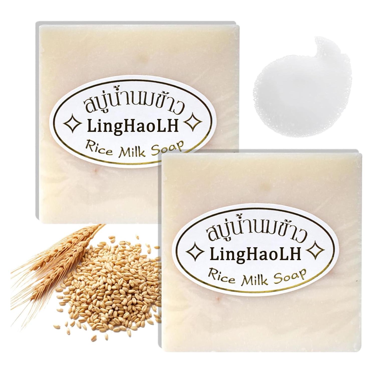 Jabón de Leche de Arroz LingHaoLH 2 Piezas Hidratante