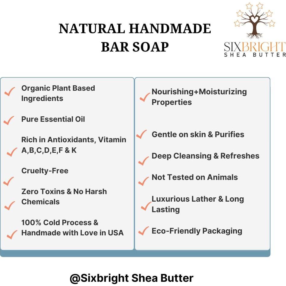 Jabón Artesanal Sixbright 113g Manteca de Karité y Cacao