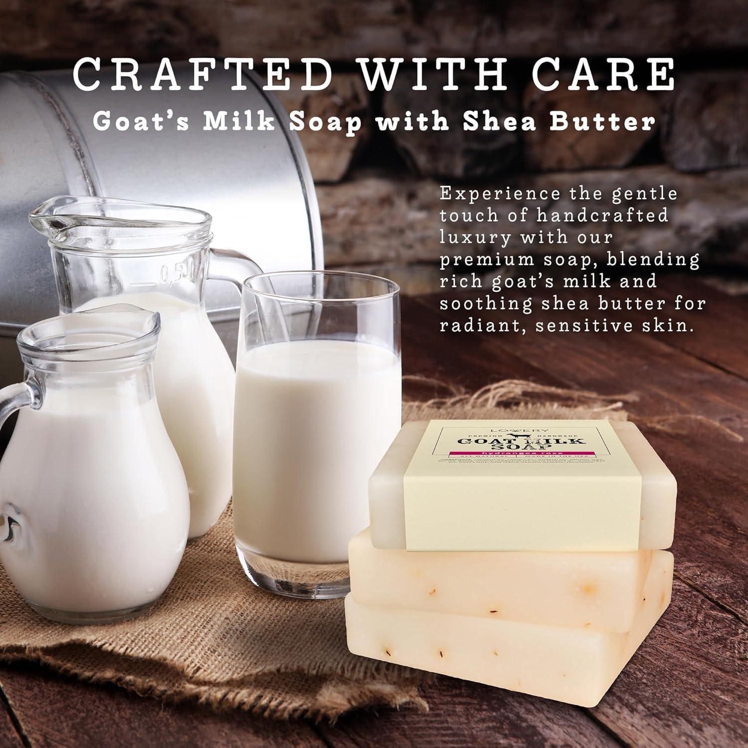 Jabones de Leche de Cabra Orgánica Lovery - Paquete de 3 - Rosa de Hortensia