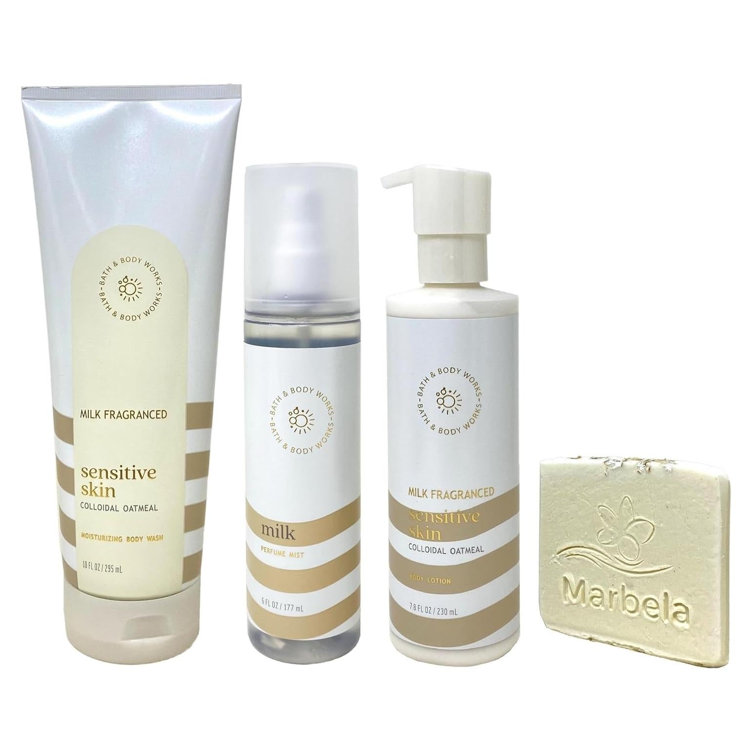 Conjunto de 3 Piezas Bath & Body Works Leche Piel Sensible