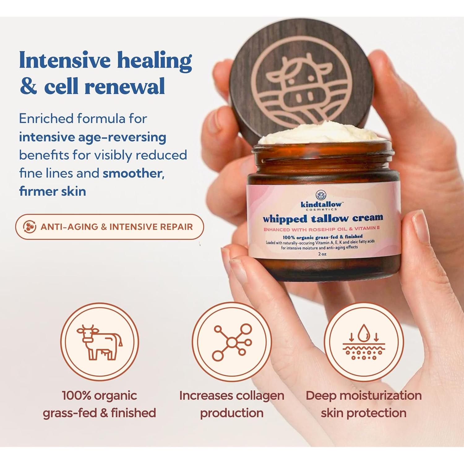 Grasa de Res Orgánica KindTallow 265 g - Hidratante Facial y Corporal